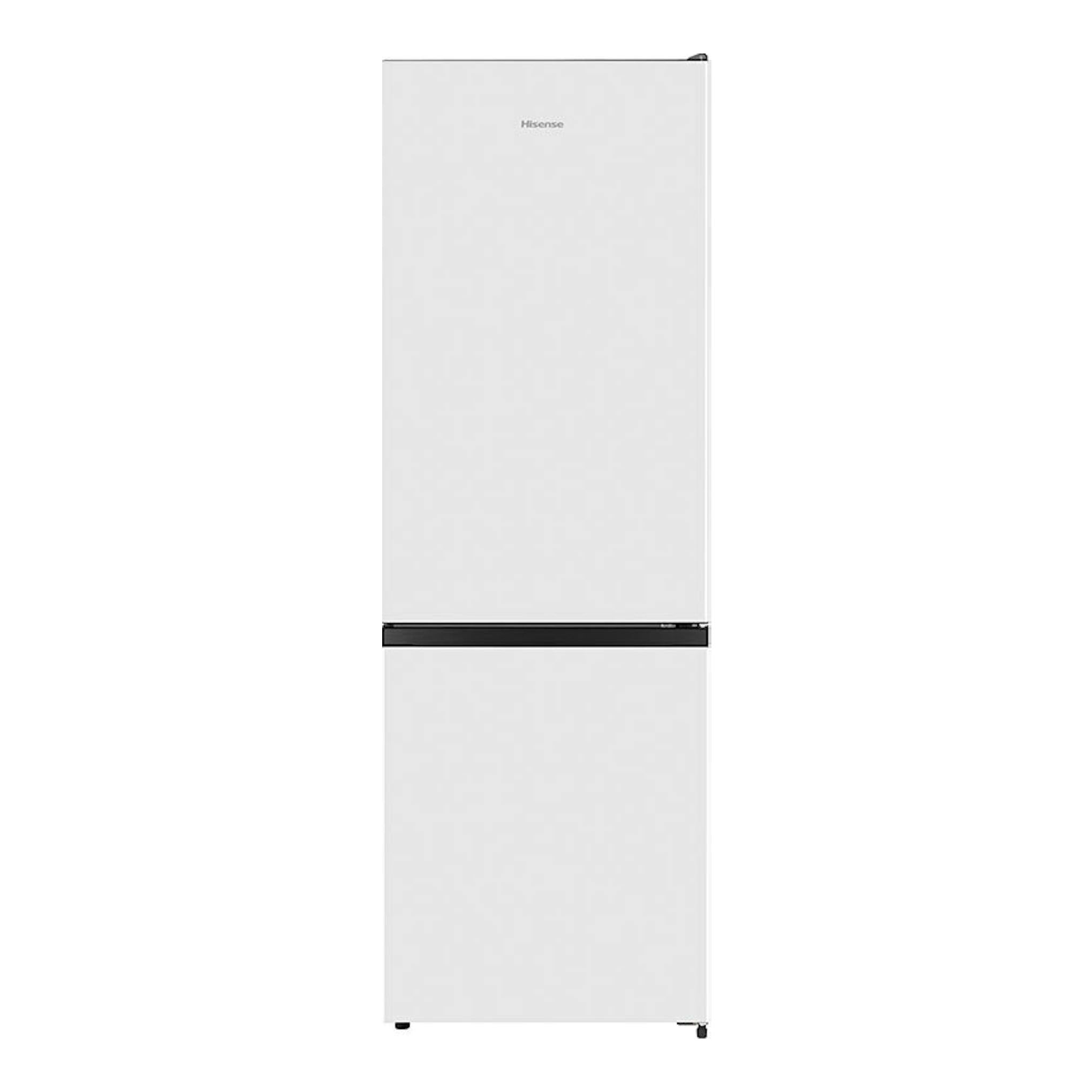 Frigorífico combi Hisense RB372N4AWE blanco, vista frontal, con puerta superior e inferior.