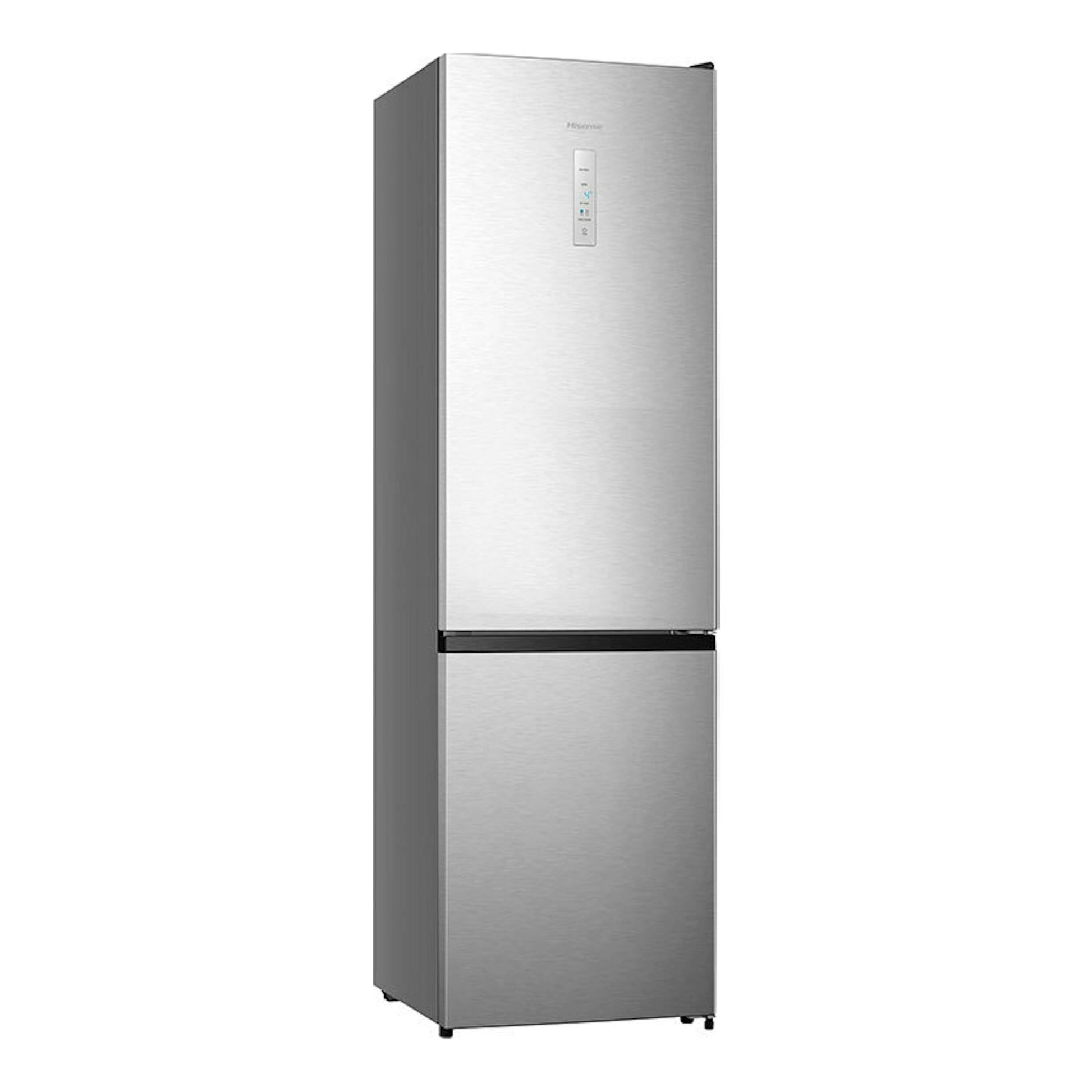 Frigorífico combi Hisense RB440N4ACD en inox, vista frontal con leve ángulo lateral izquierdo.