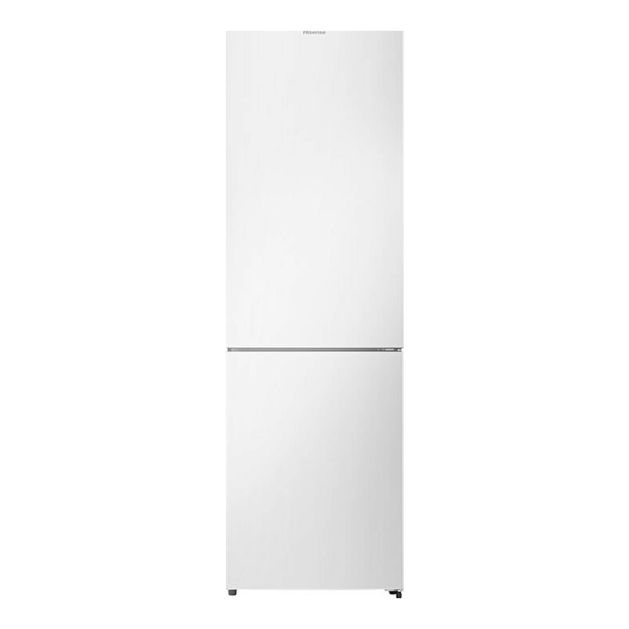 Frigorífico combi Hisense RB440N4GWD blanco, vista frontal, de dos puertas.