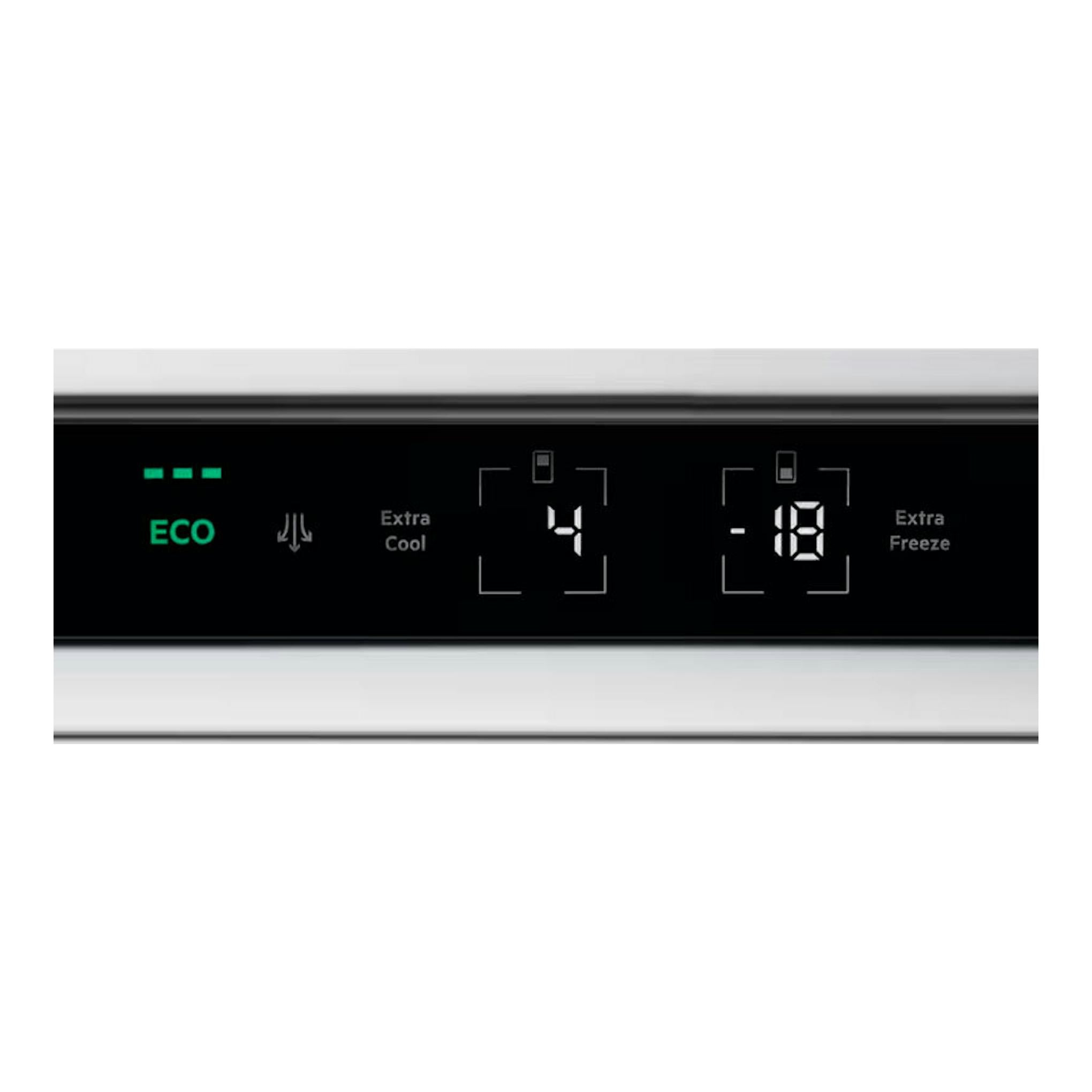 AEG OSC7G181ES, panel táctil negro de frigorífico combi integrable con ECO, 4 °C y -18 °C.