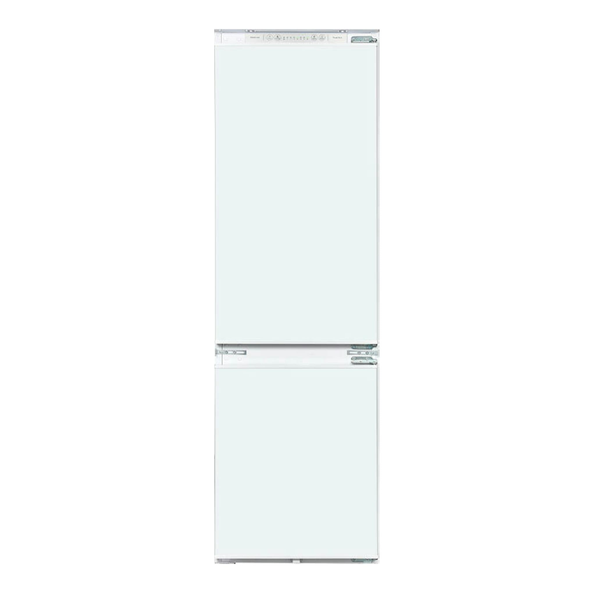 Frigorífico combi integrable Exquisit EKGC270-70-NF-010E, vista frontal, blanco, dos puertas.