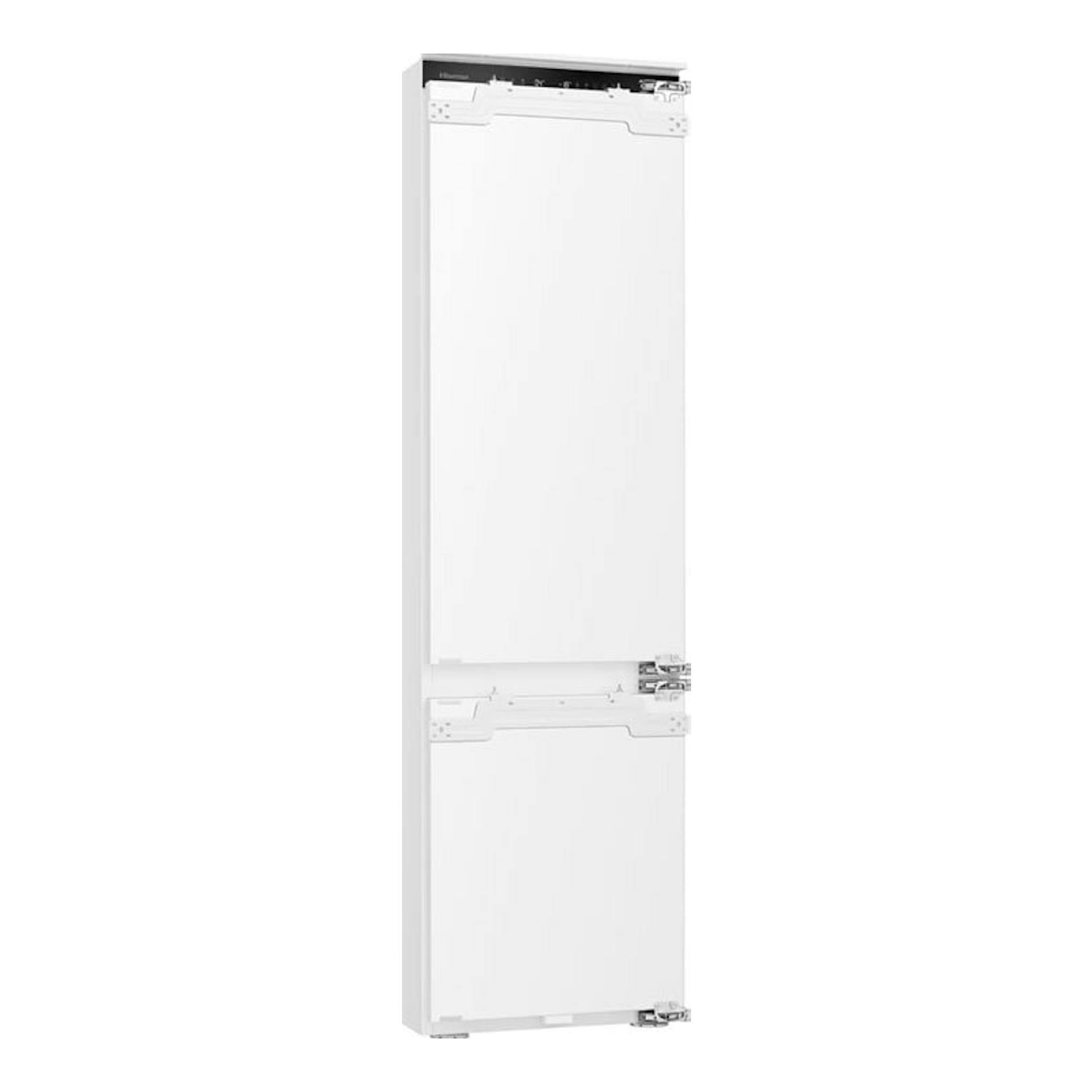 Frigorífico combi integrable Hisense RB3B280SAWE, blanco, vista frontal con dos puertas.