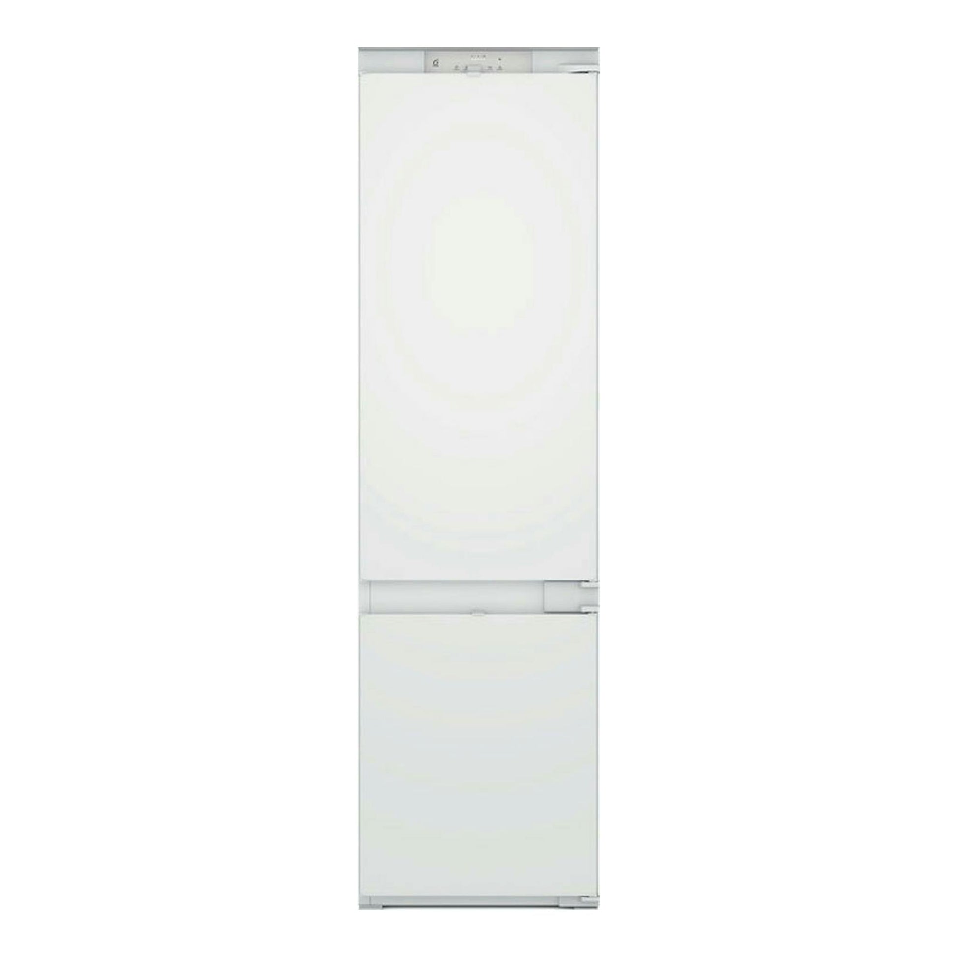 Frigorífico combi integrable Whirlpool WHC20D013D1, vista frontal, acabado blanco.