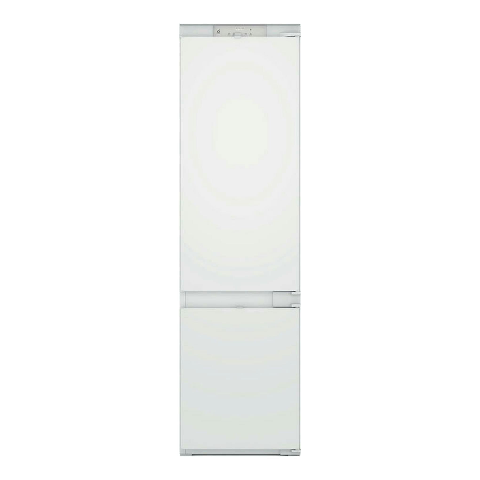 Frigorífico combi integrable Whirlpool WHC20D013D1, vista frontal, acabado blanco.