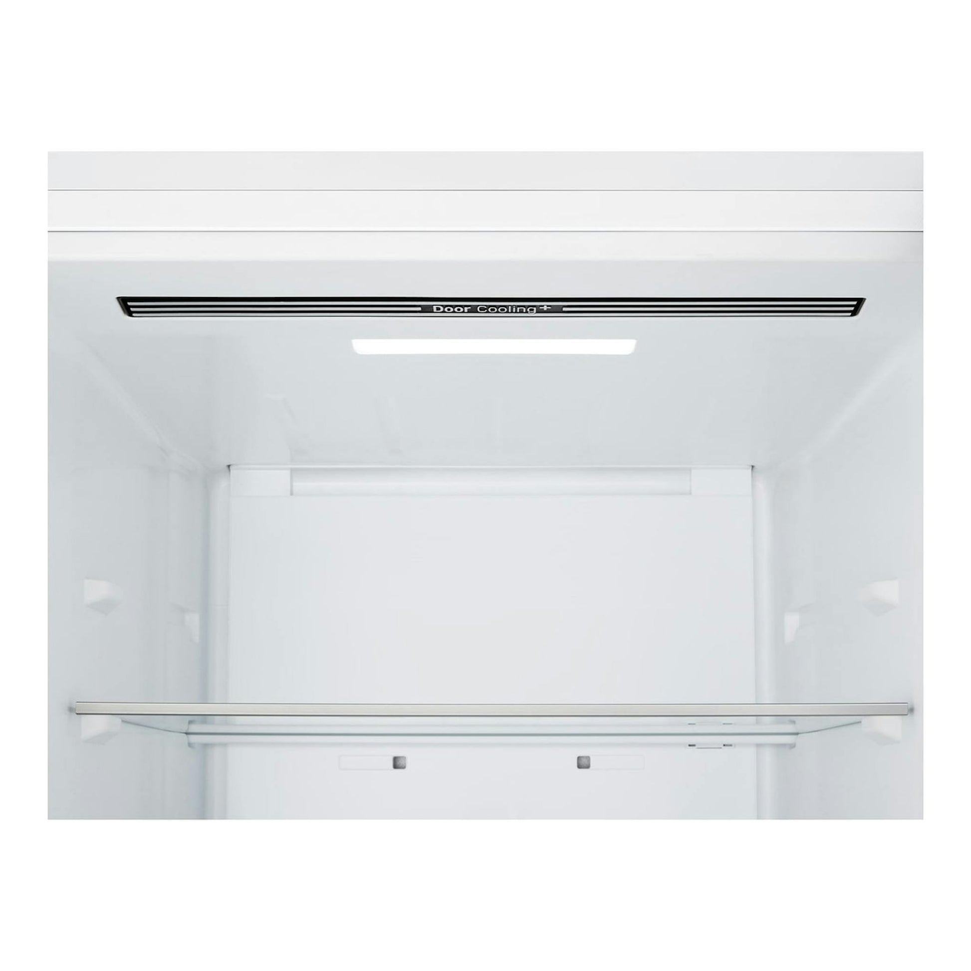 Interior frontal de frigorífico LG GBBS322BSW blanco, con balda de vidrio y rejilla DoorCooling+.
