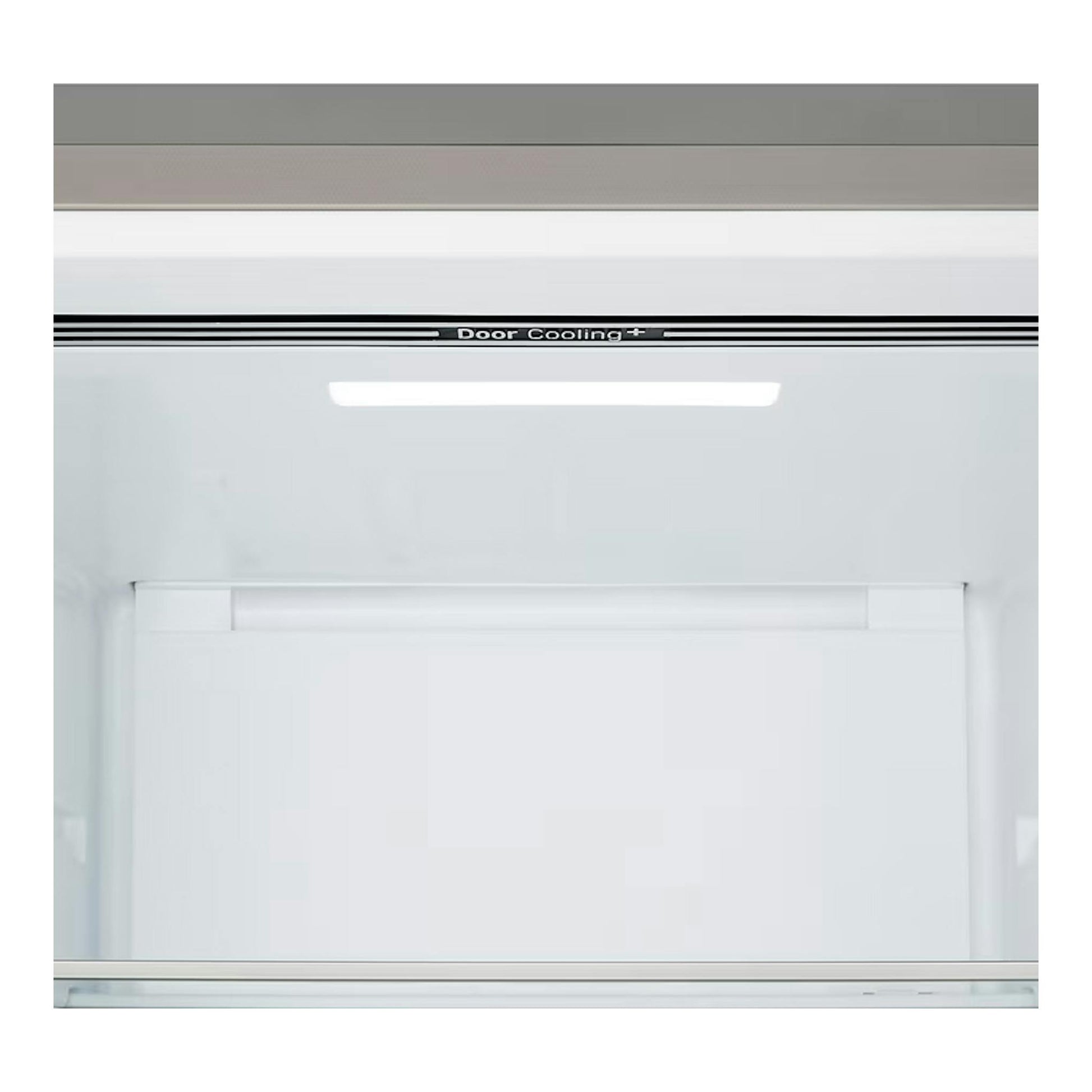 Frigorífico combi LG GBBSJ10EPY inox, vista frontal en primer plano con detalle de Door Cooling+.