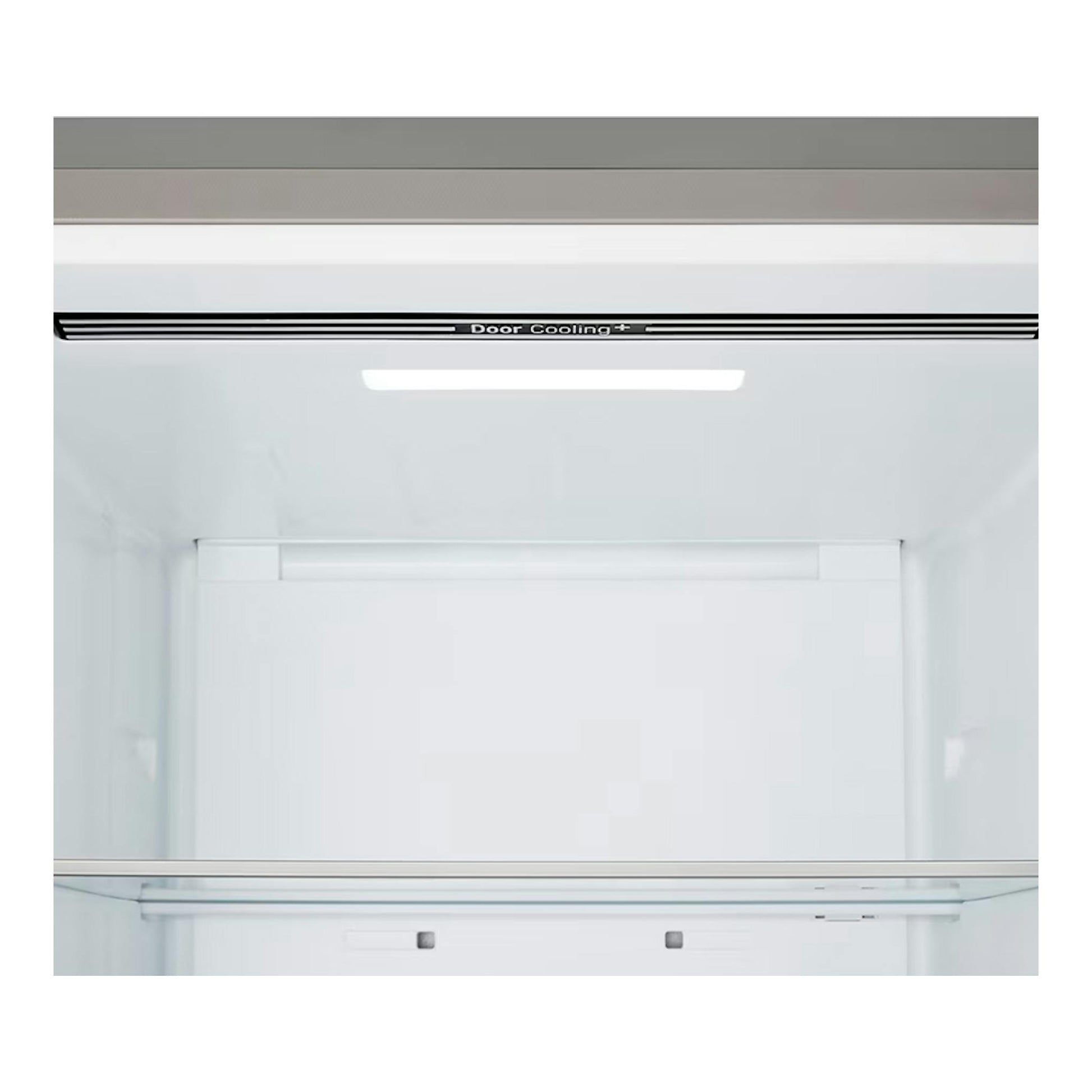 Interior de frigorífico combi LG GBBSJ20EPY Inox, vista frontal del compartimento blanco con Door Cooling+