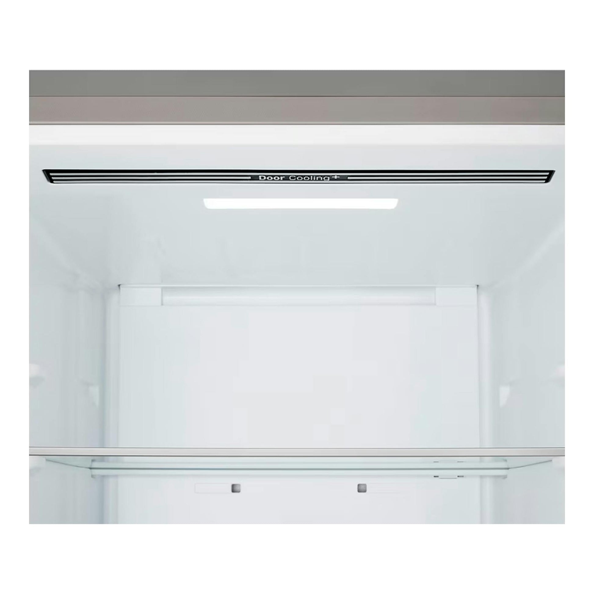 Interior vacío de frigorífico combi LG GBBSJ20ESW blanco, vista frontal del compartimento con Door Cooling+.