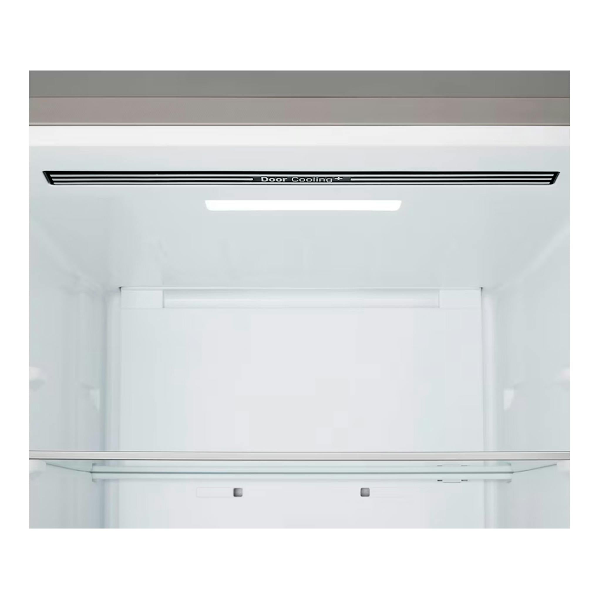 Interior vacío de frigorífico combi LG GBBSJ20ESW blanco, vista frontal del compartimento con Door Cooling+.