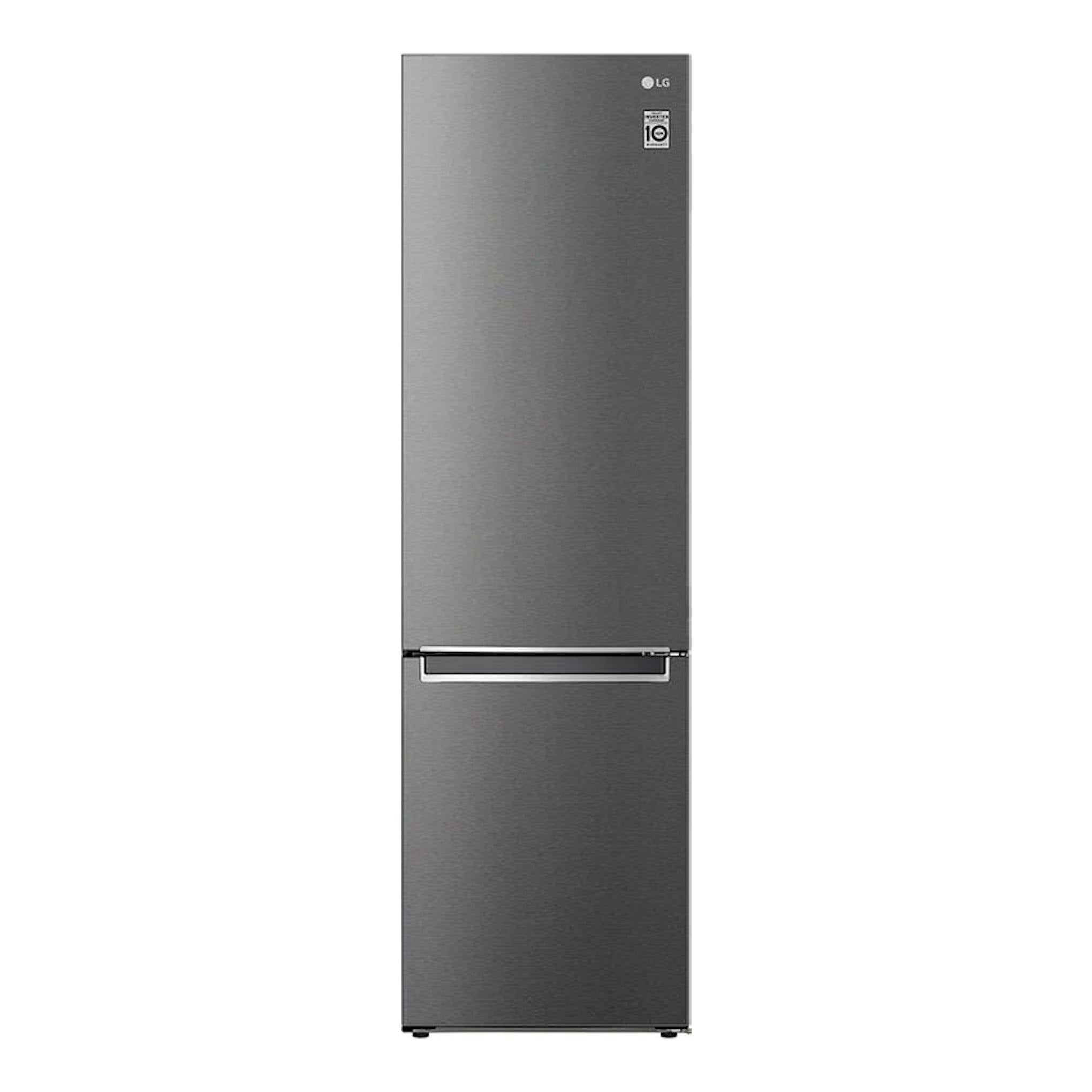 Frigorífico combi LG GBP62DSNGN inox, vista frontal, acabado metálico gris.