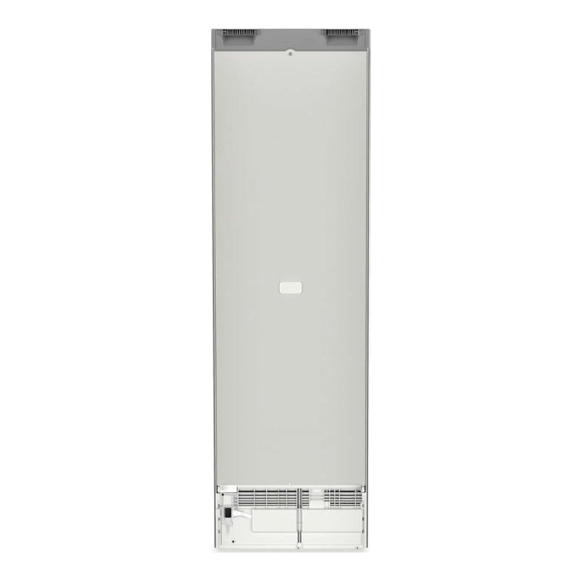 Frigorífico combi Liebherr CNsdb 5723 en inox, vista trasera con panel liso y rejillas inferiores.