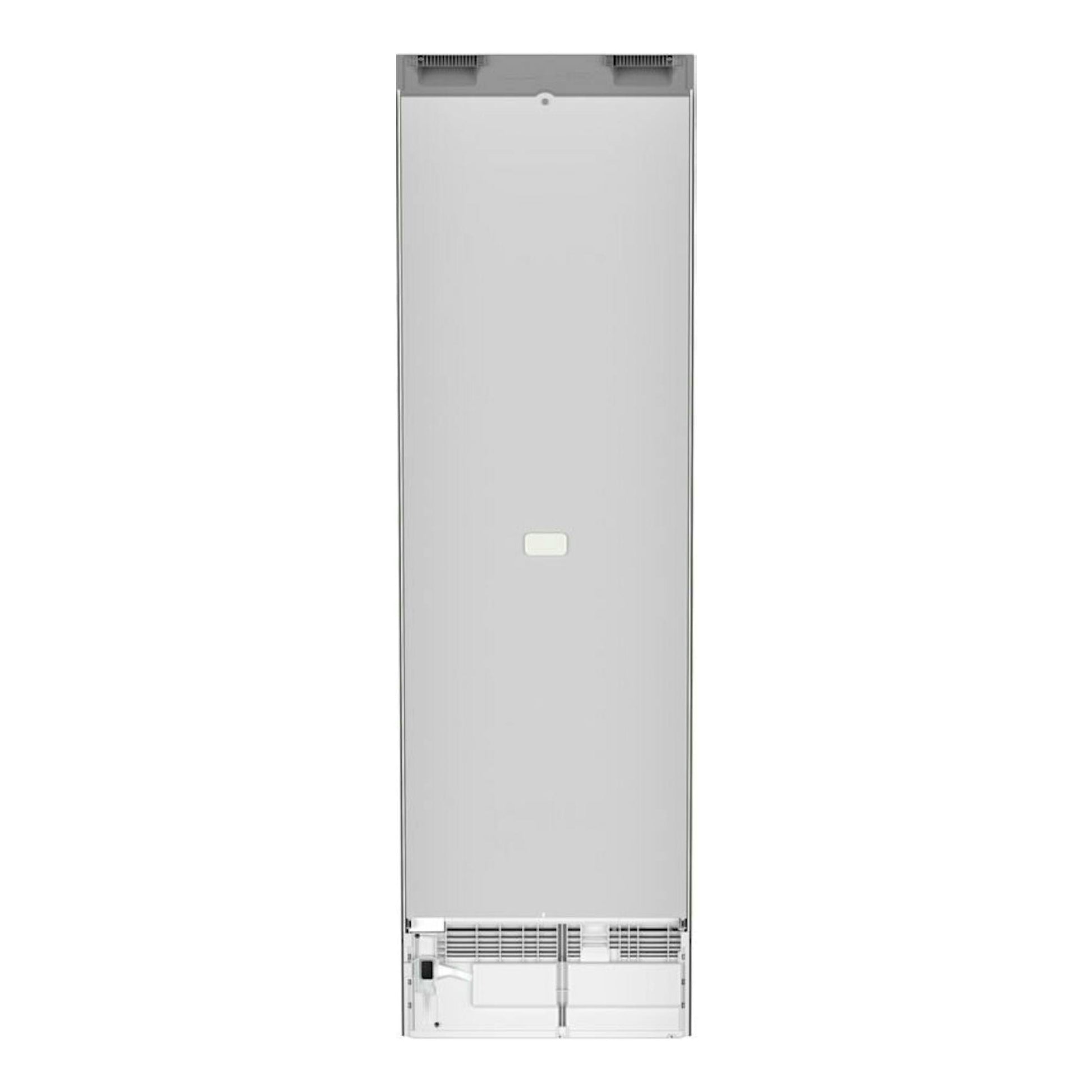 Frigorífico combi Liebherr CNsfd 5723-20 001 Inox, vista trasera, panel metálico plateado.