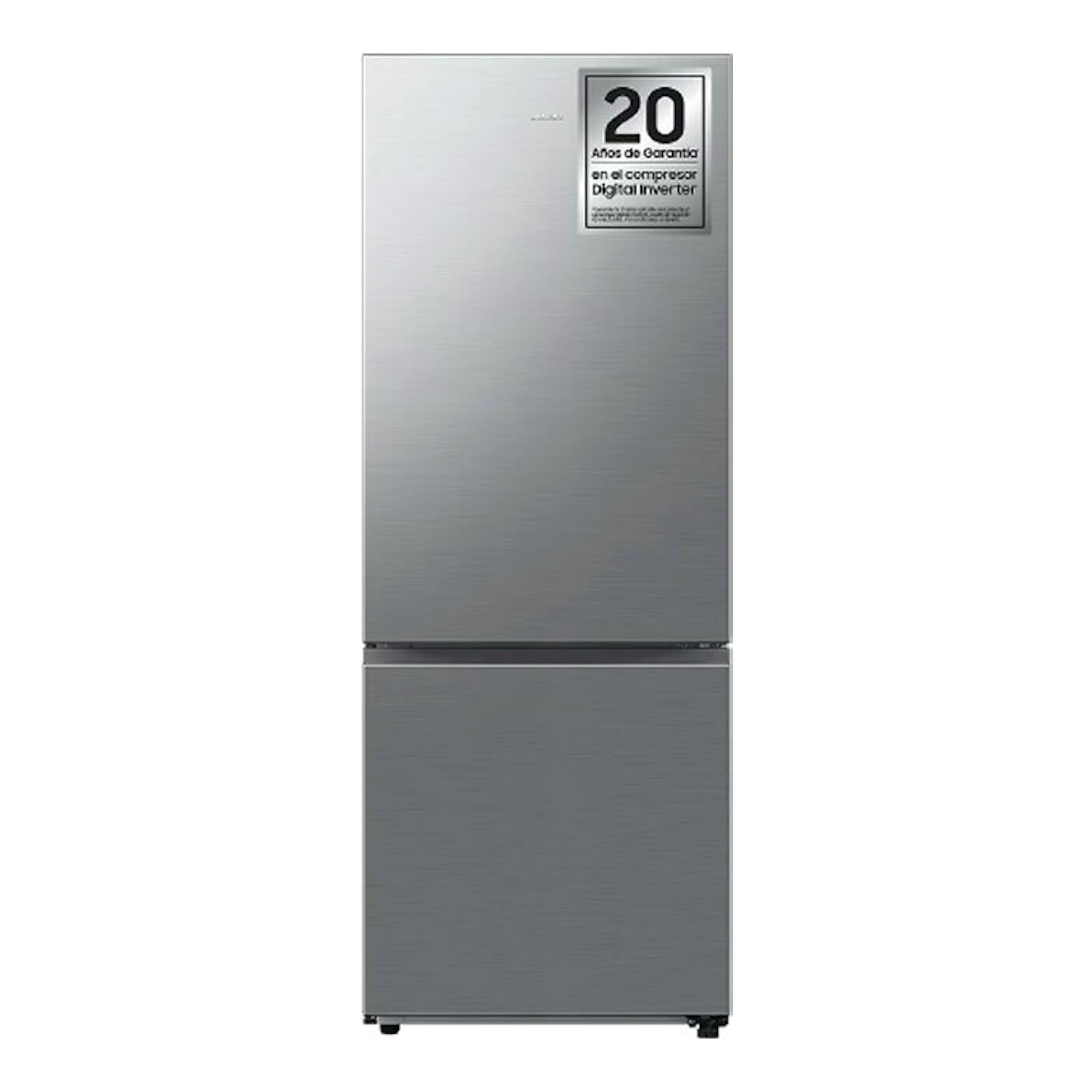 Frigorífico combi Samsung RB53DG706AS9EF inox, vista frontal, con congelador inferior.