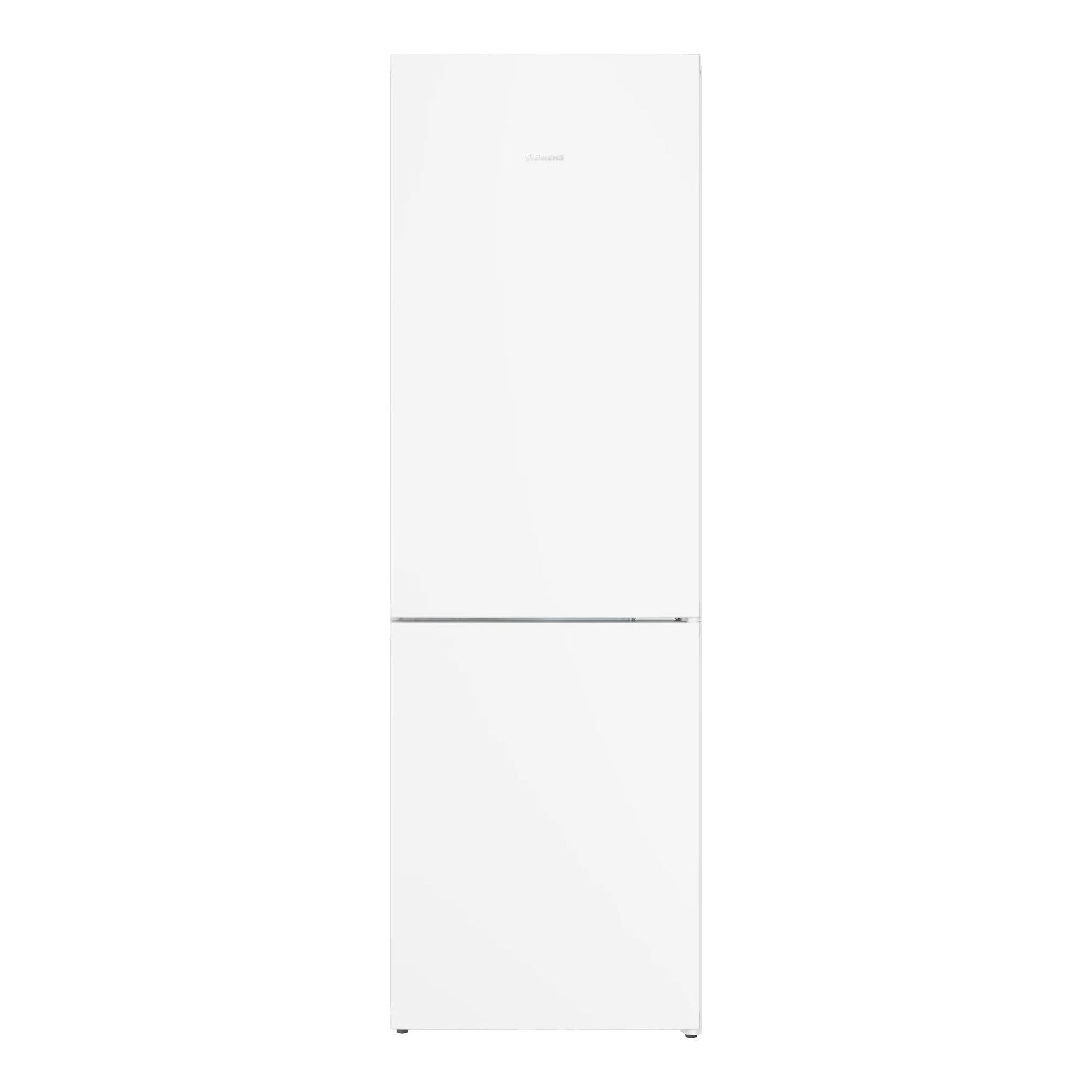 Frigorífico combi Siemens KG36NVWDG blanco, vista frontal, dos puertas.