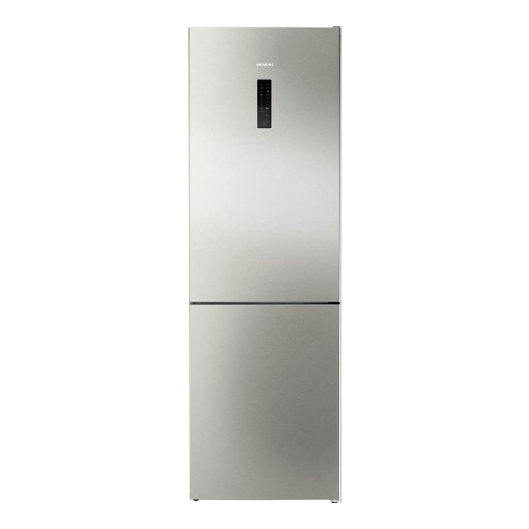 Frigorífico combi Siemens KG36NXIDF inox, vista frontal, dos puertas y panel de control central.