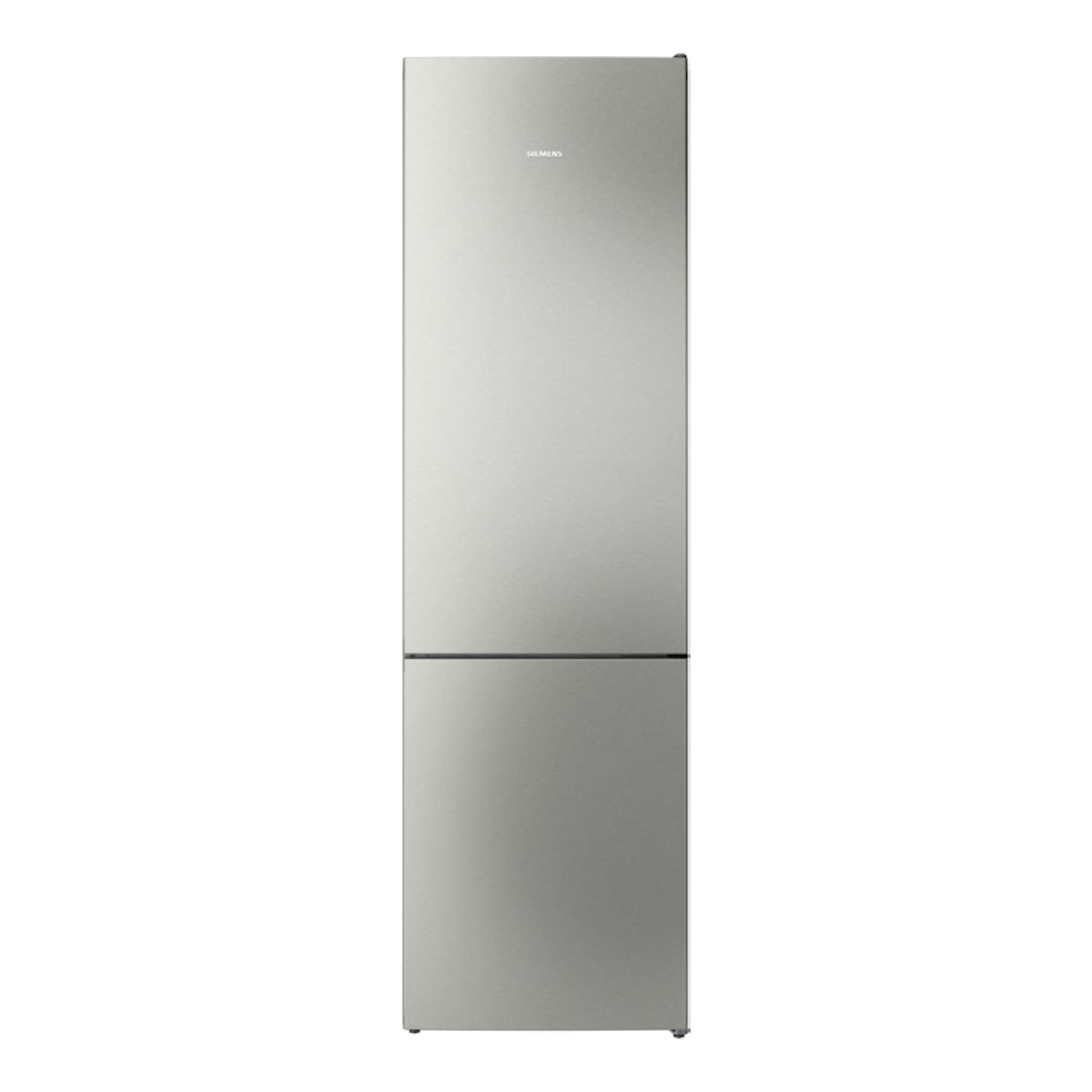 Frigorífico combi Siemens KG39NVIAG de acero inoxidable, vista frontal.