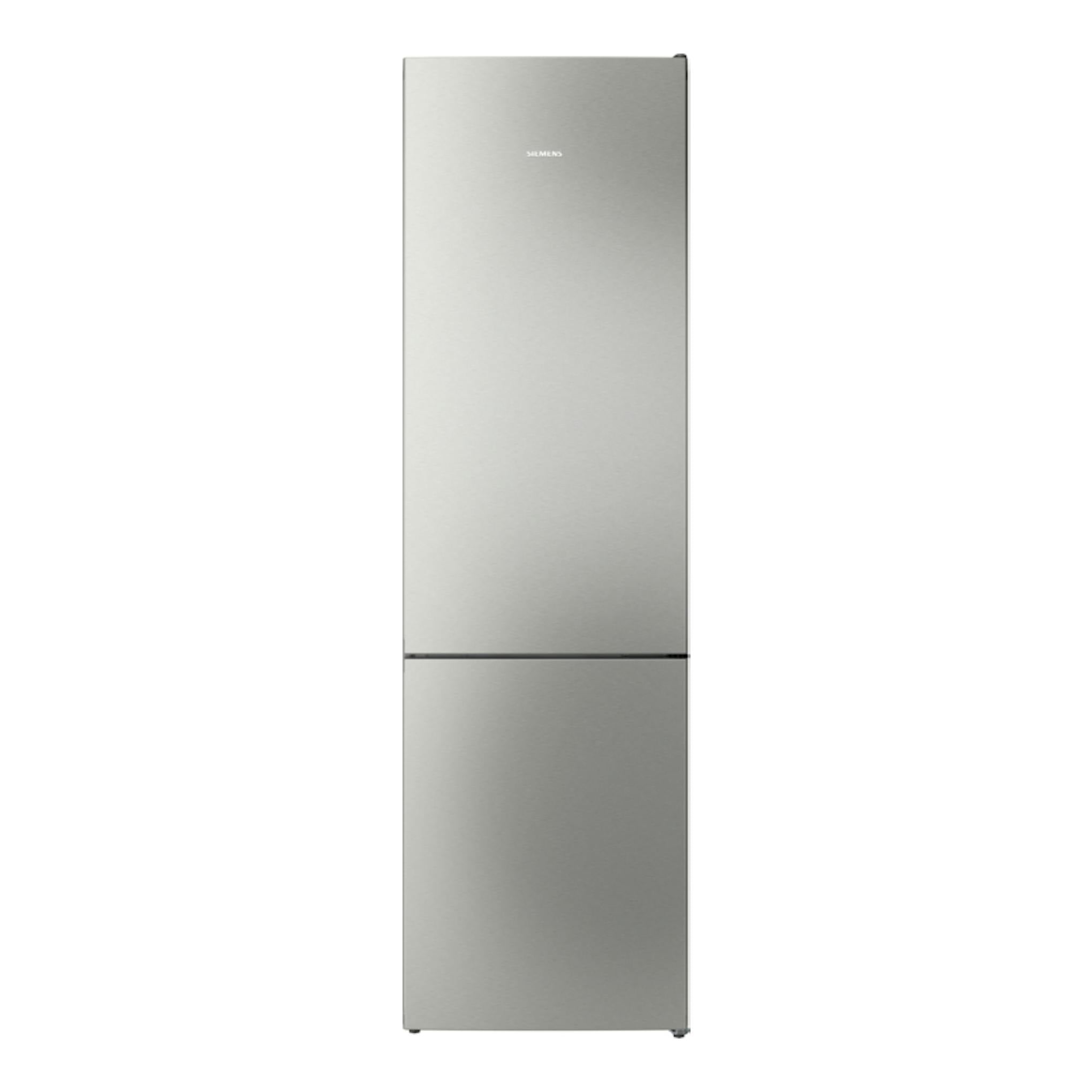 Frigorífico combi Siemens KG39NVIAG de acero inoxidable, vista frontal.