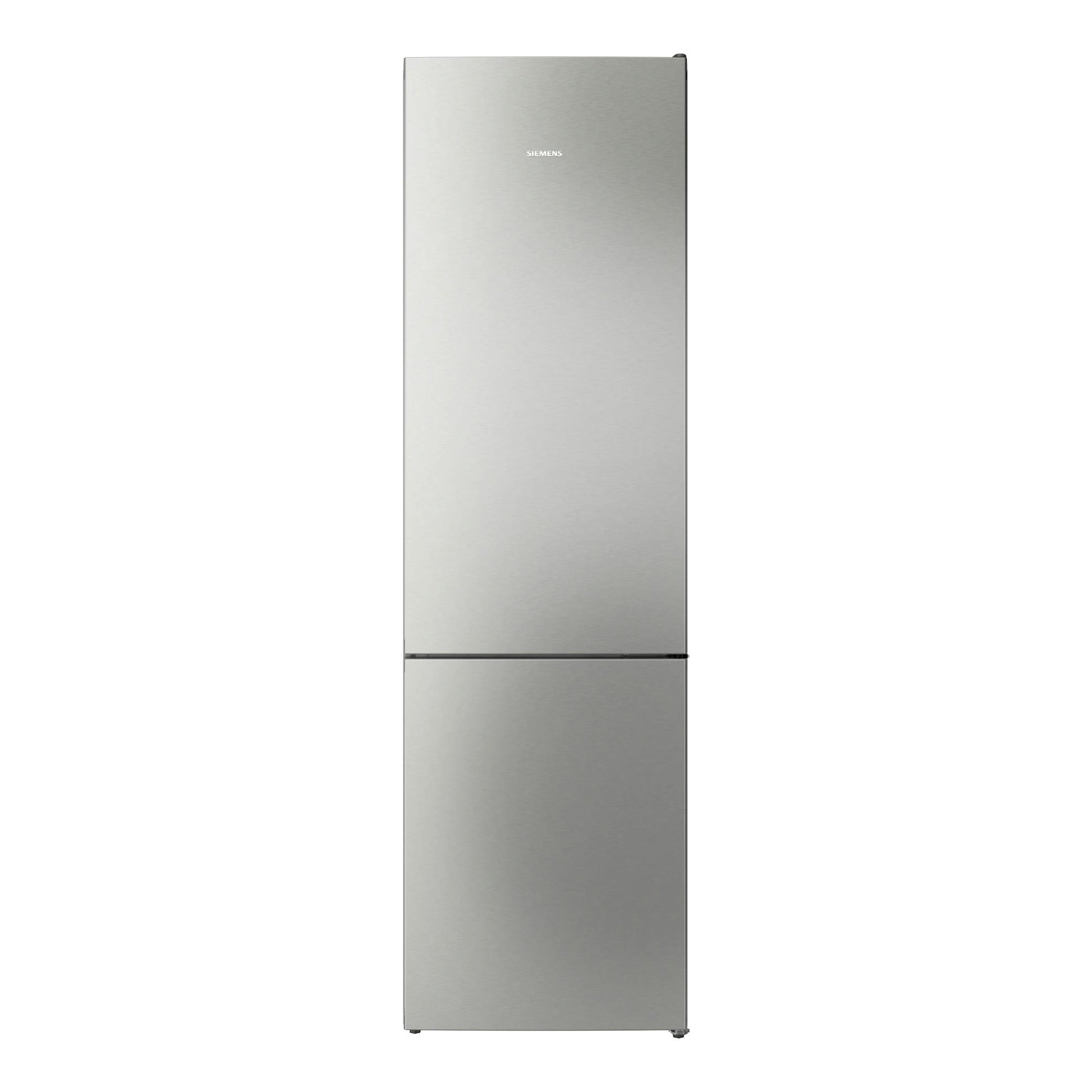 Frigorífico combi Siemens KG39NVIBG en inox, vista frontal, dos puertas y acabado plateado.