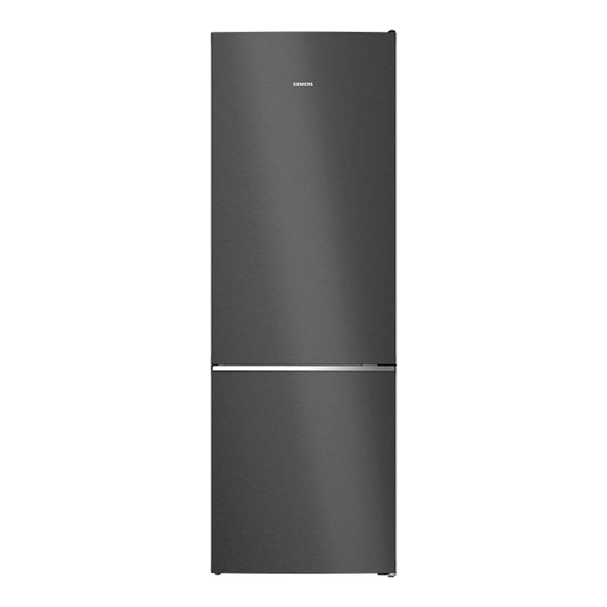 Frigorífico combi Siemens KG49N4XAF en acero negro, vista frontal.