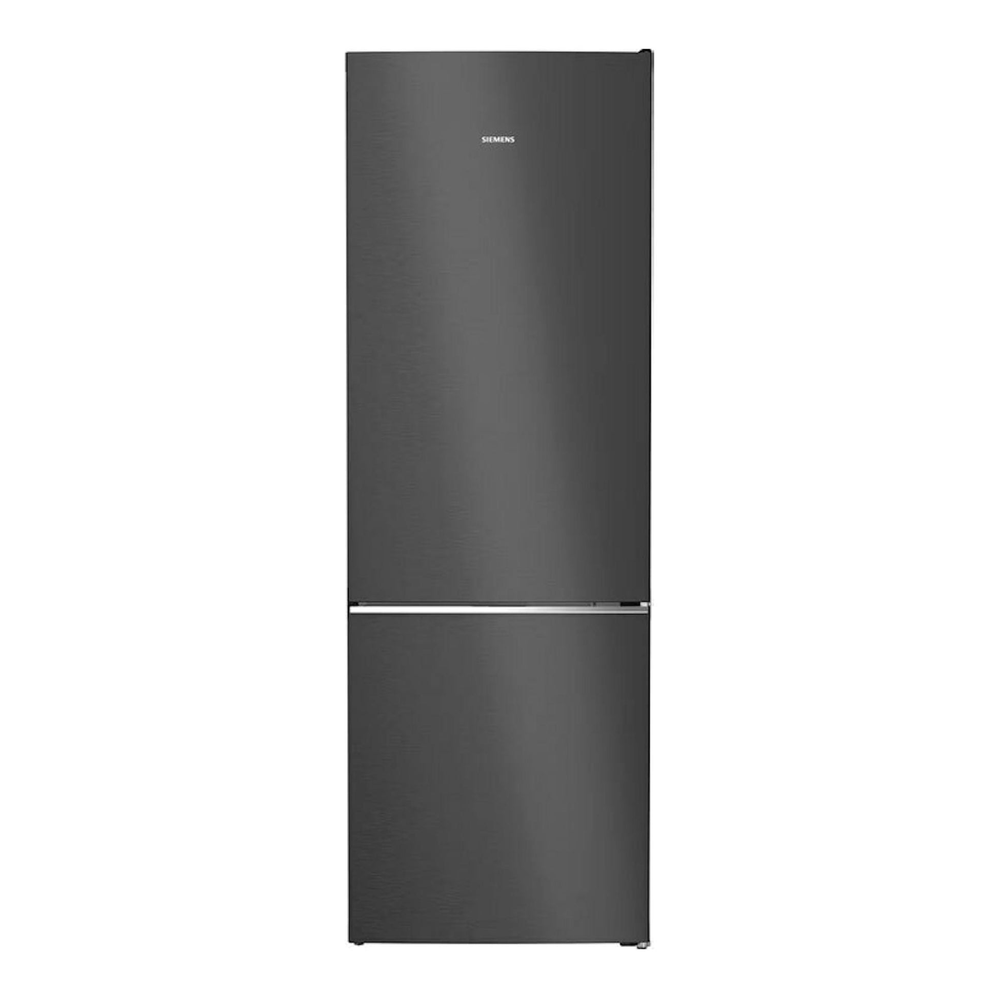Frigorífico combi Siemens KG49NSBBF negro, vista frontal sobre fondo blanco.
