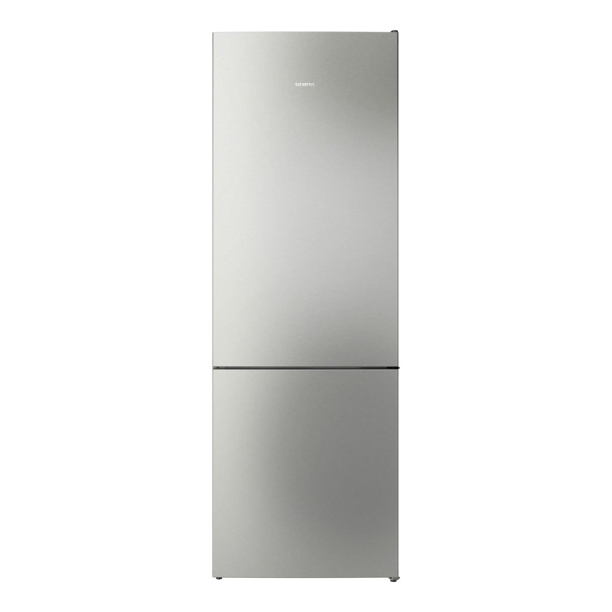 Frigorífico combi Siemens KG49NVIDG de acero inoxidable, vista frontal con dos puertas.