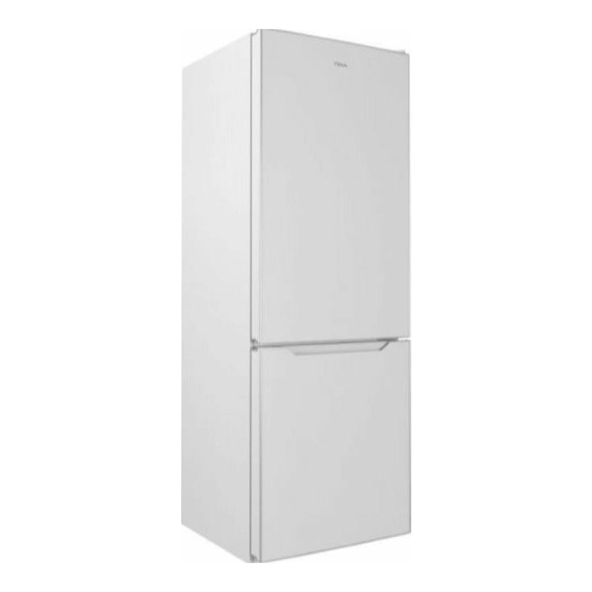 Frigorífico combi Teka NFL342WH blanco, vista frontal en ángulo, con congelador inferior de dos puertas.