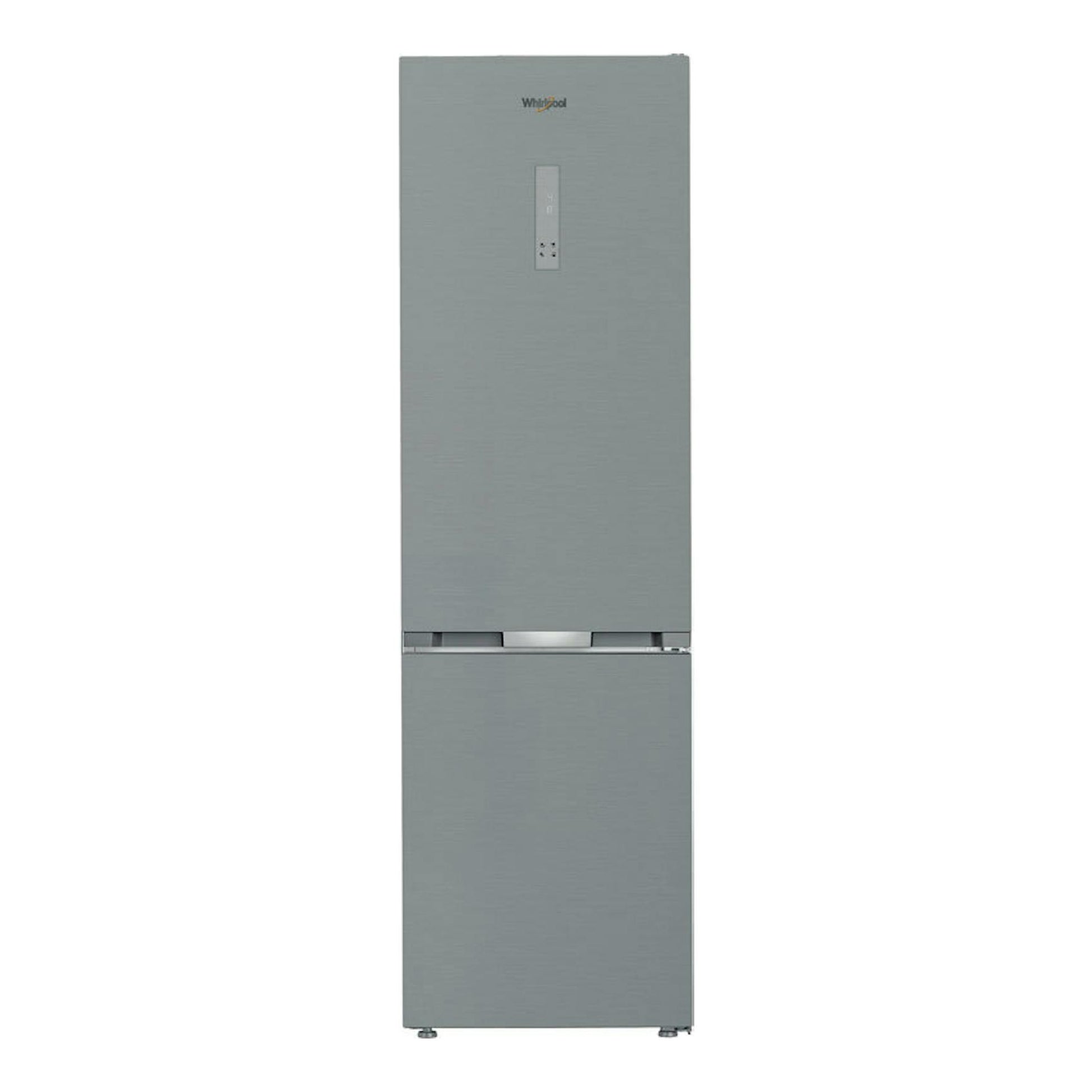Frigorífico combi Whirlpool WHK26404XP7E en inox gris perla, vista frontal.