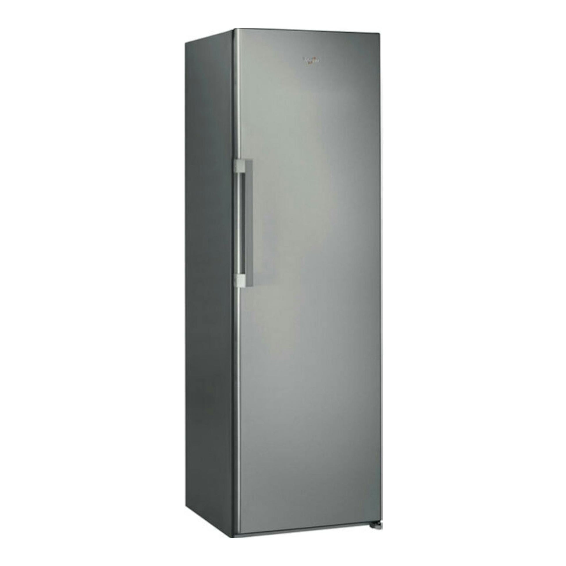 Frigorífico Whirlpool SW8 AM2Q X 2 de una puerta, acabado inox, vista frontal en ángulo.