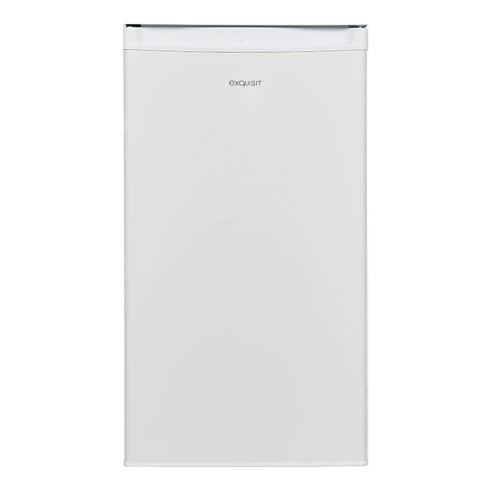 Frigorífico pequeño Exquisit KS85-V-091E blanco, vista frontal, de una puerta.