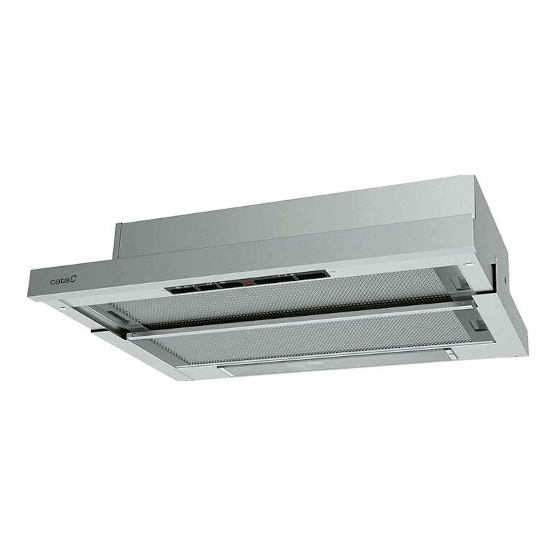 Campana extractora Cata TF5260X/G en acero inoxidable, vista inferior inclinada.