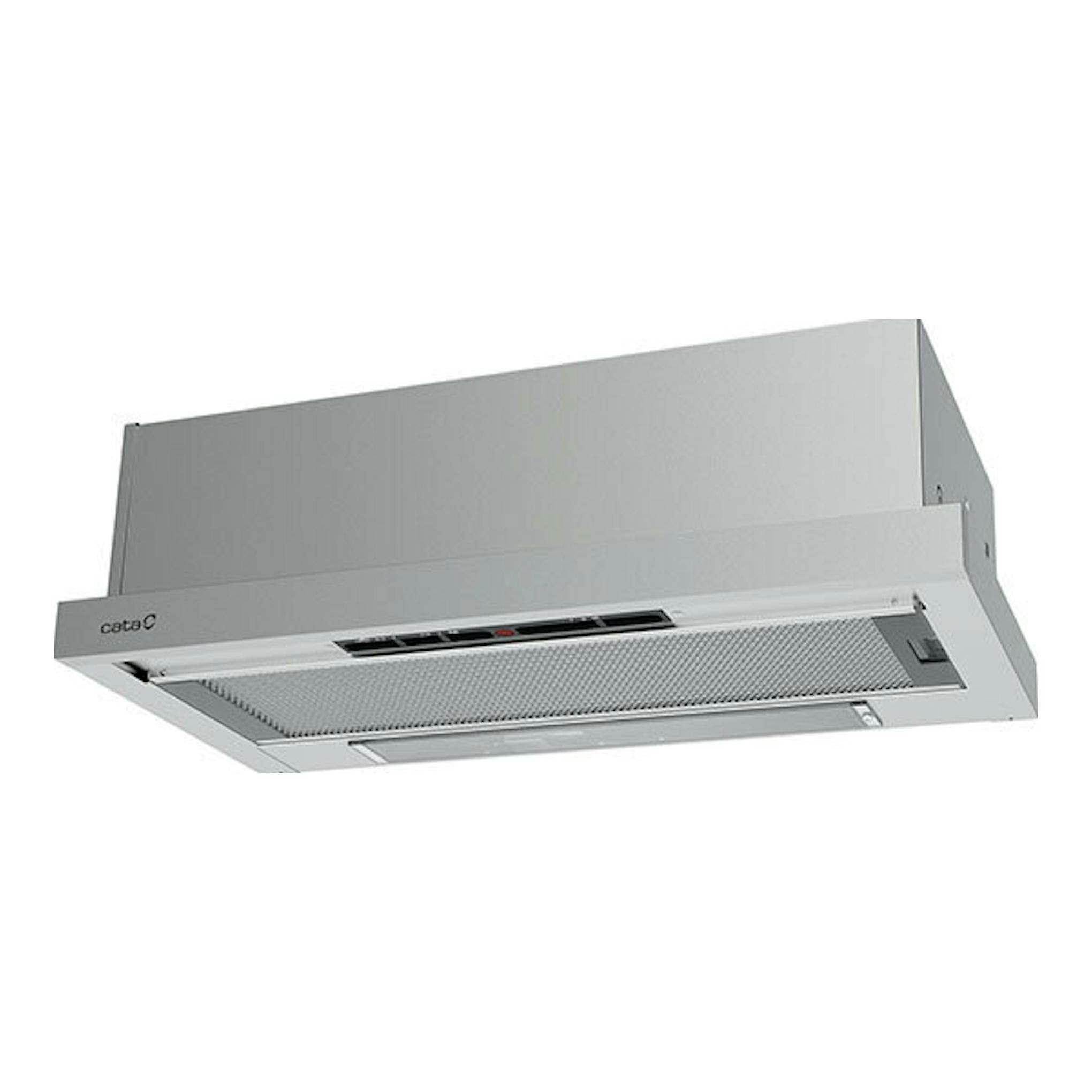 Campana extractora Cata TF5260X/G inox, vista inferior en ángulo, color acero inoxidable.