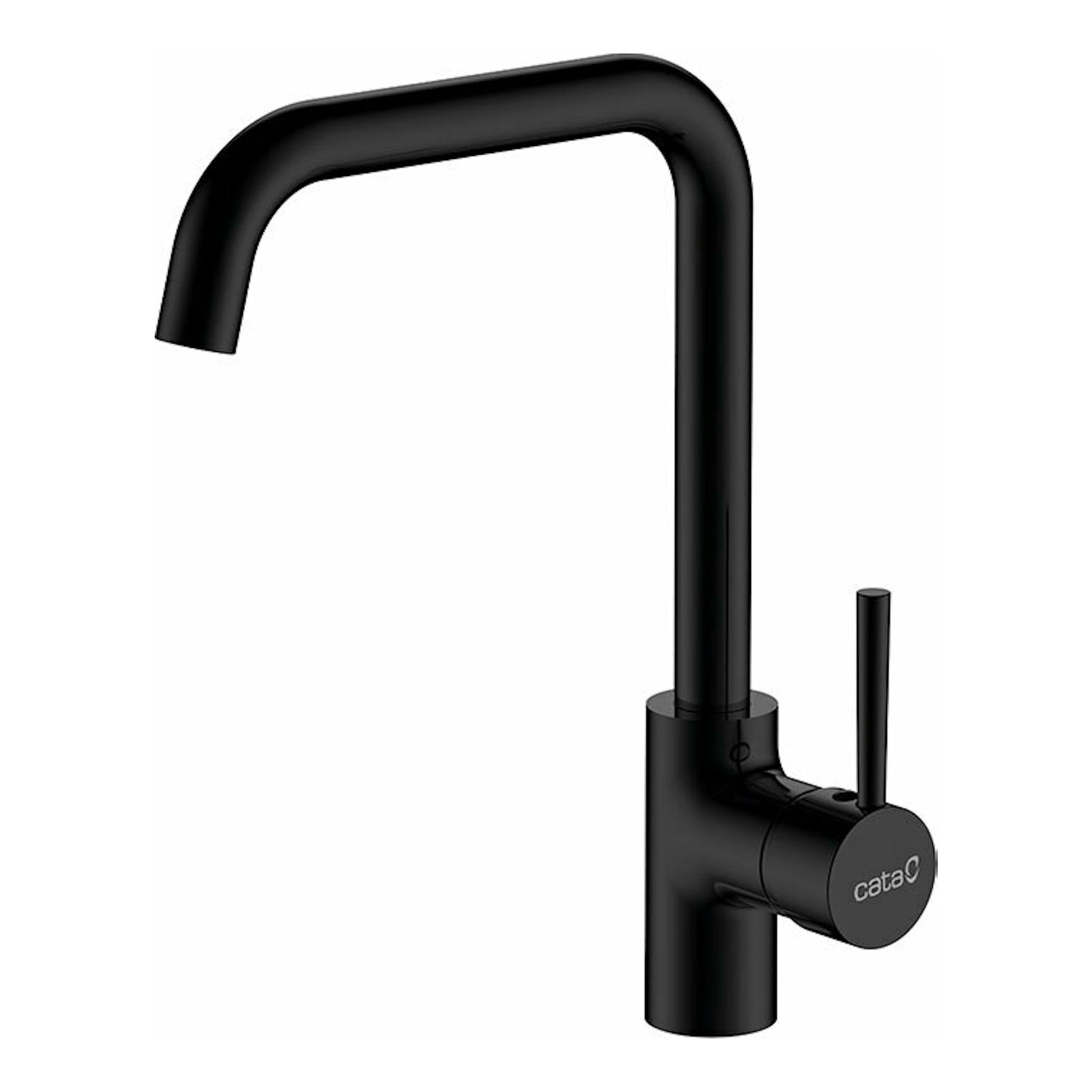 Grifo Cata BSA BK negro, vista de producto sobre fondo blanco, con caño alto y monomando lateral.