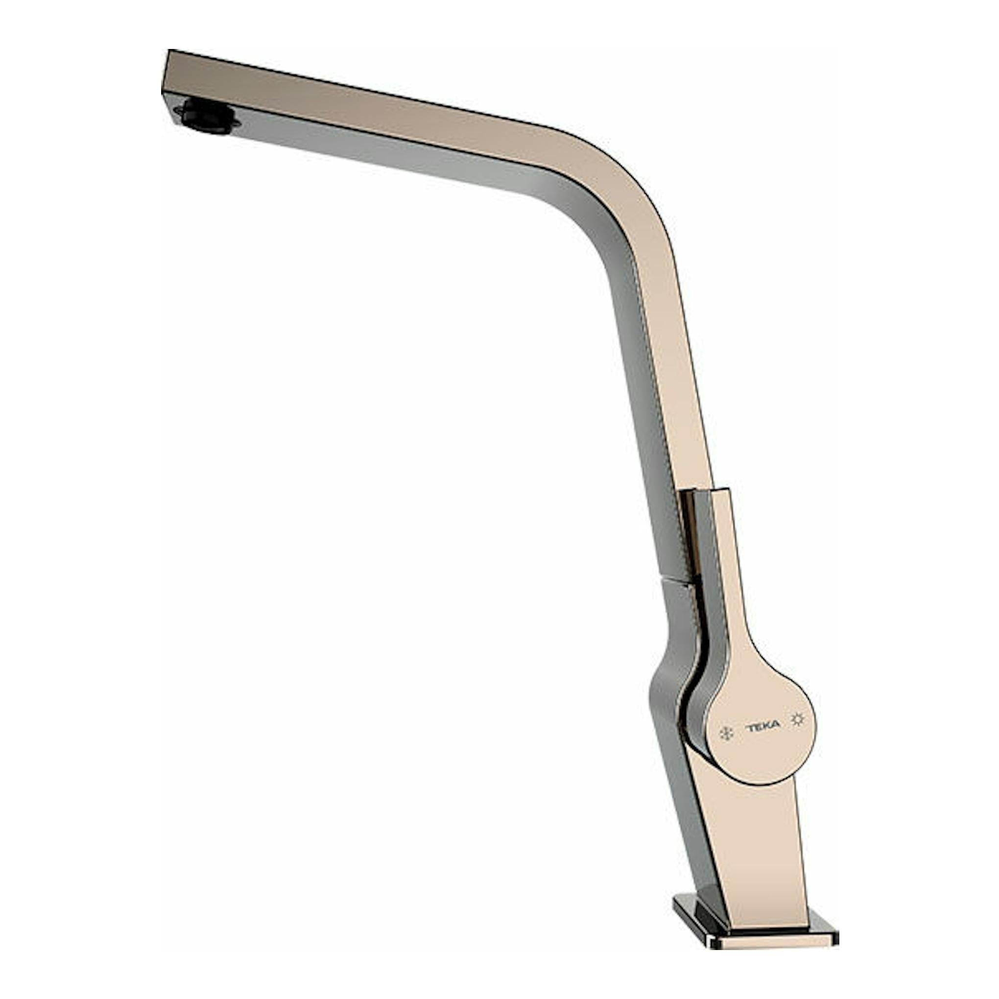 Grifo Teka ICC915 Titanium, vista lateral, acabado titanio y cuerpo angular.
