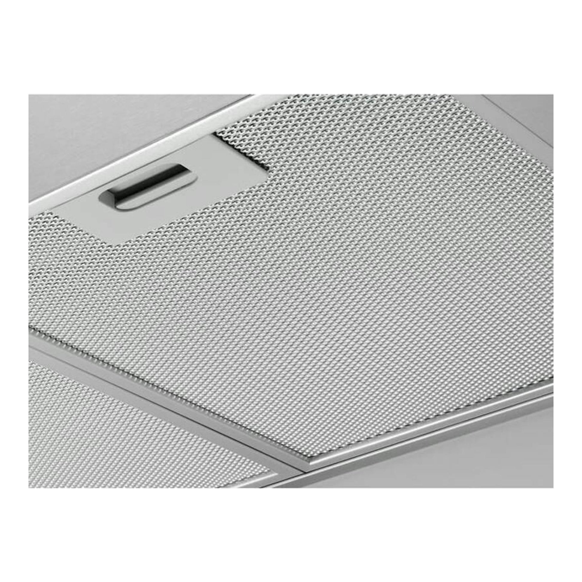 AEG DGE5861HM inox, primer plano de filtro metálico de campana extractora en acero inoxidable.