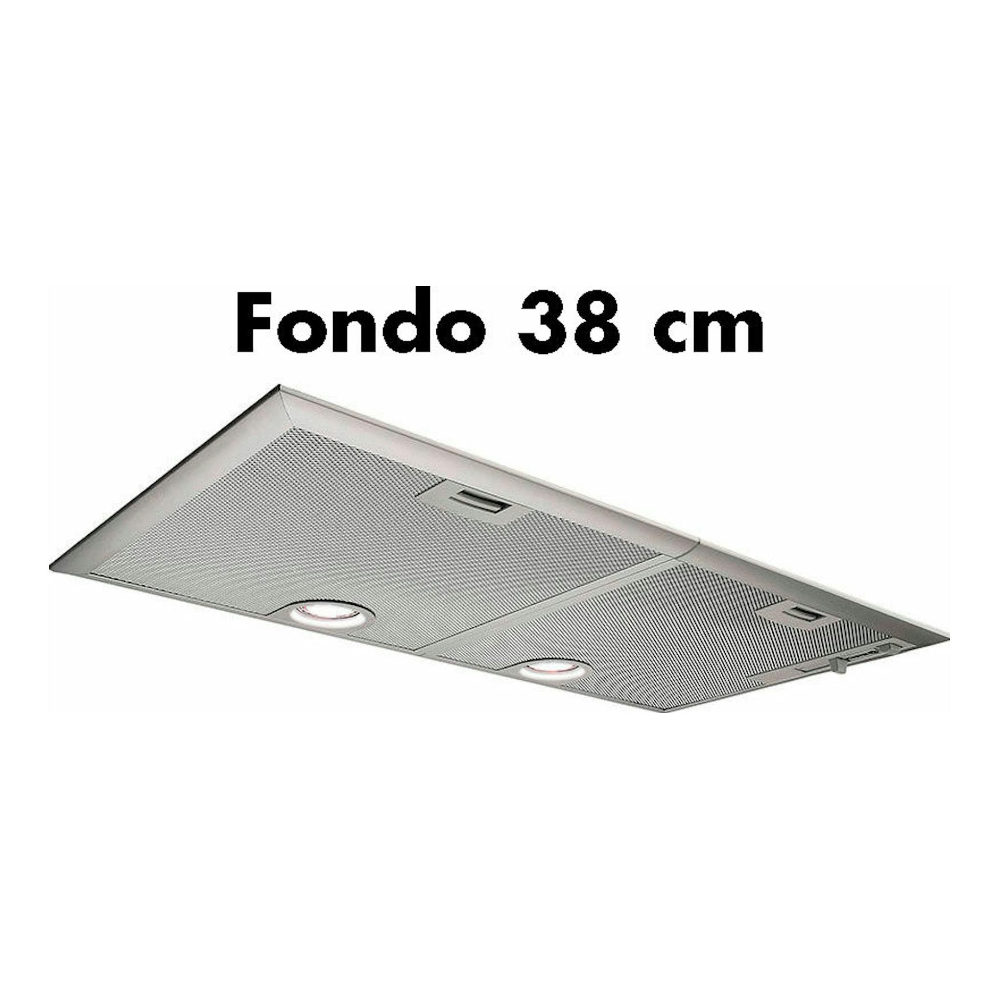 Grupo filtrante Balay 3BF276NX de acero inoxidable, vista inferior inclinada, fondo 38 cm, con dos luces.