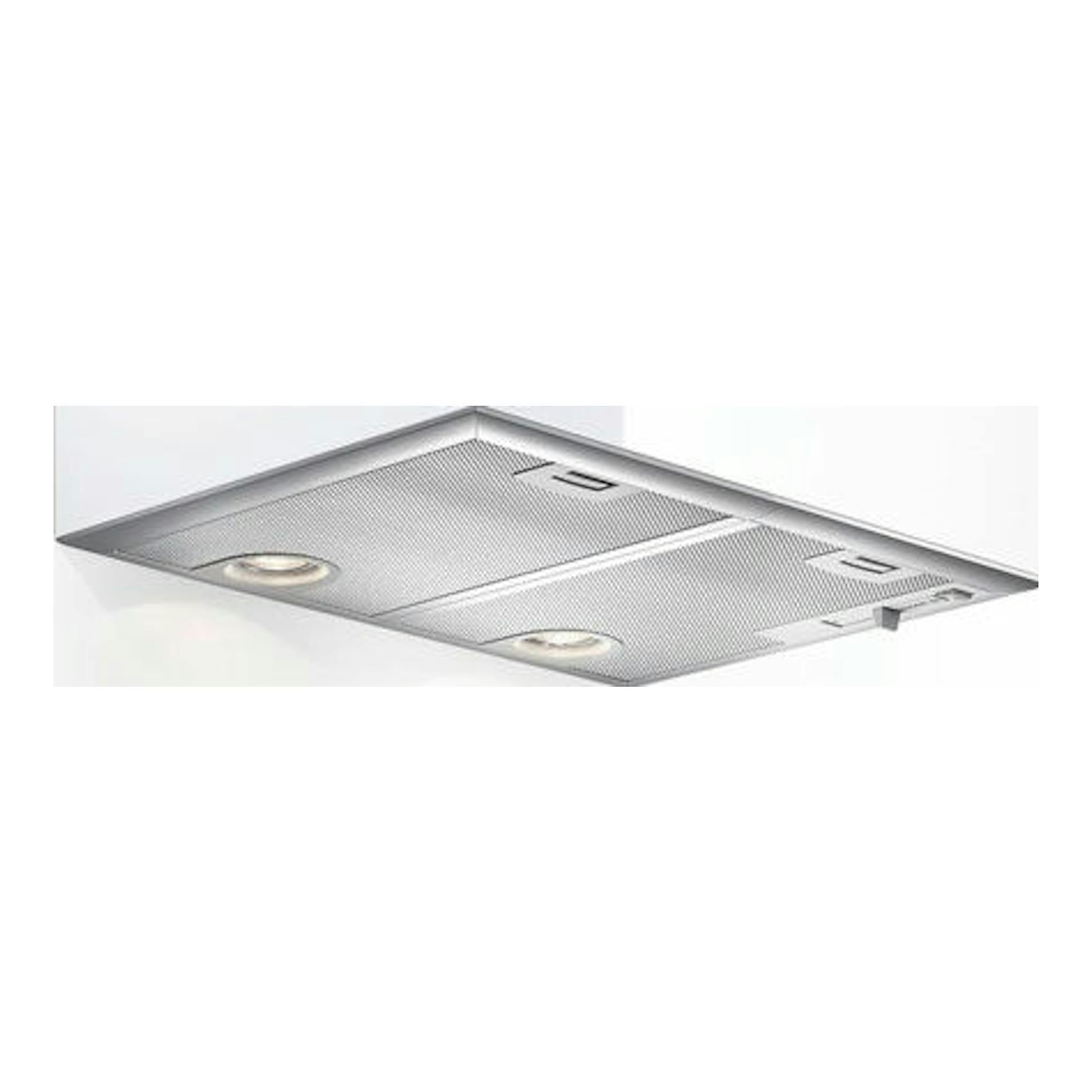 Grupo filtrante Bosch DHL555BL gris, vista inferior en ángulo, con dos luces y filtros metálicos.