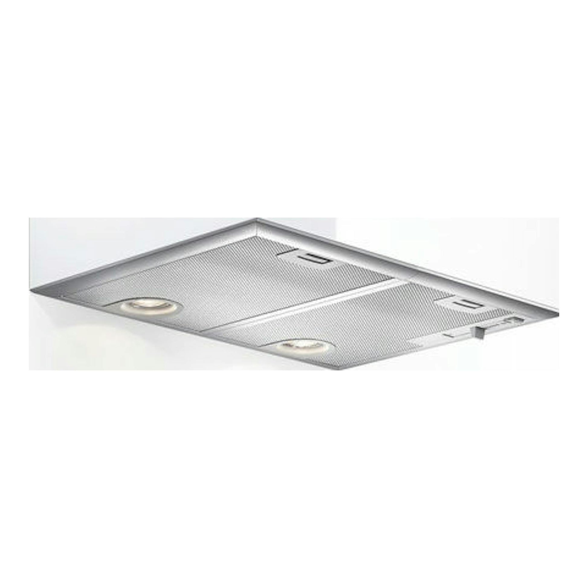 Grupo filtrante Bosch DHL755BL gris, vista inferior en ángulo, con filtros metálicos y luces LED.