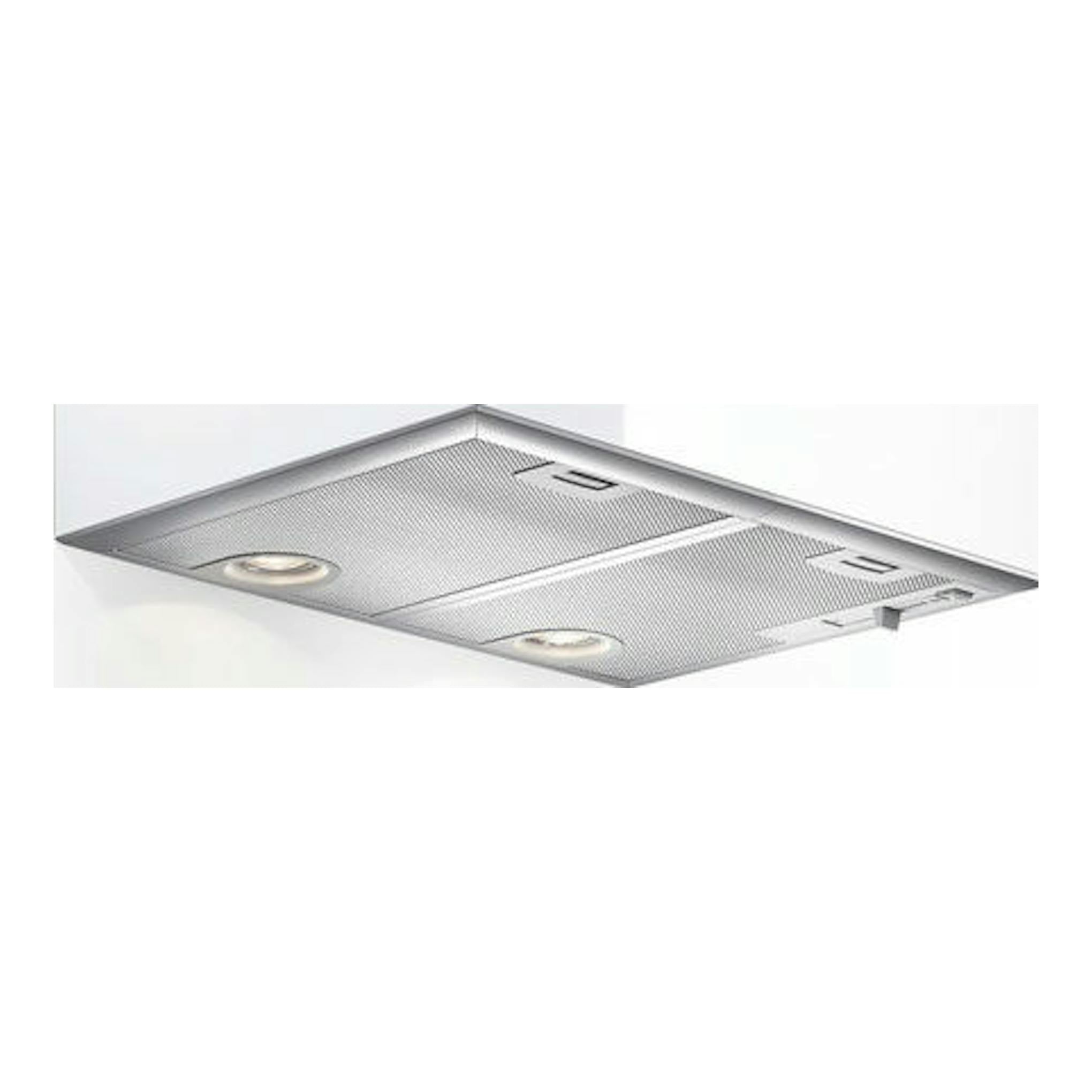 Grupo filtrante Bosch DHL755BL gris, vista inferior en ángulo, con filtros metálicos y luces LED.