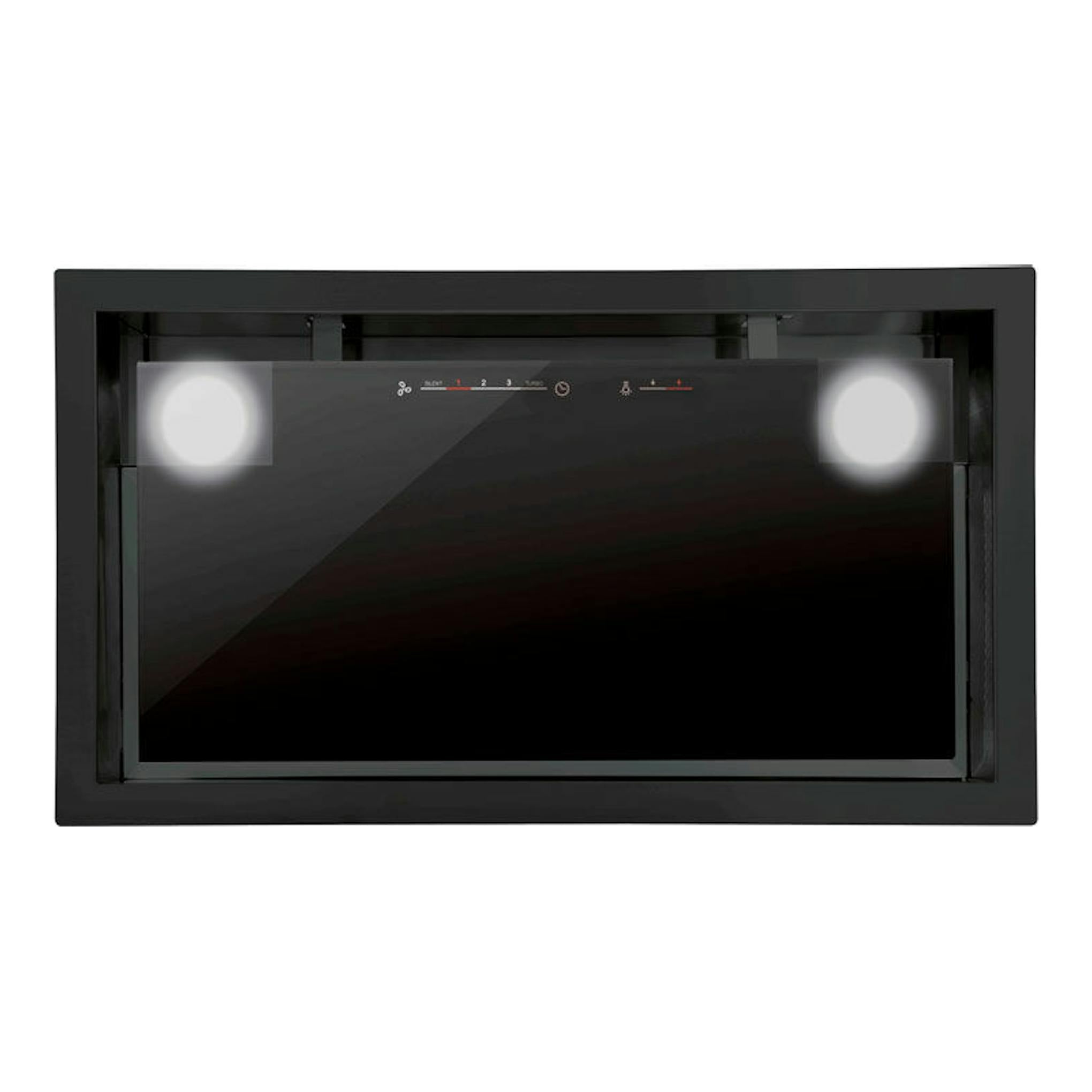 Grupo filtrante Cata GC DUAL A BK 45 negro, vista frontal, panel de vidrio negro con marco rectangular.