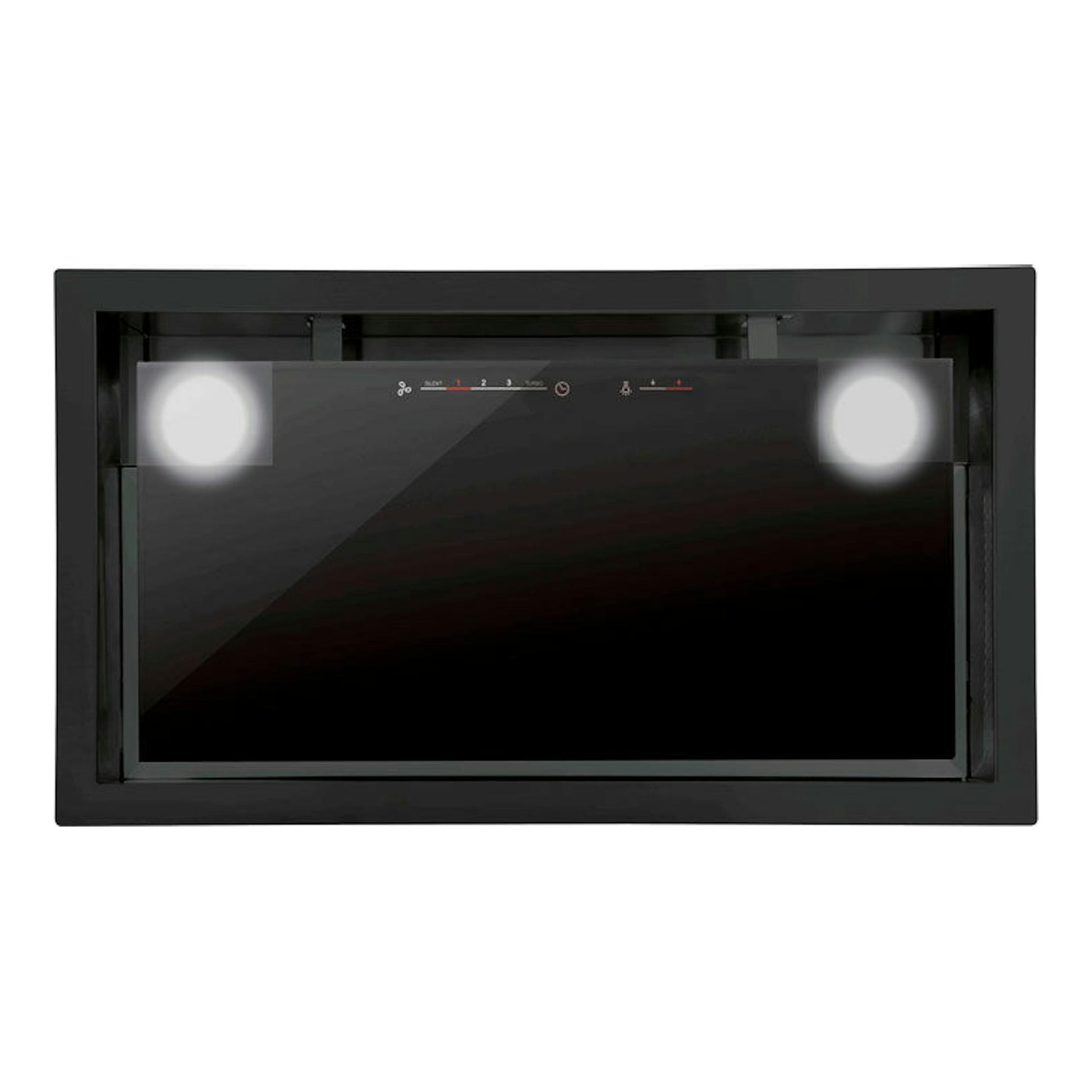 Grupo filtrante Cata GC DUAL A BK 75 negro, vista frontal, panel negro y marco negro.
