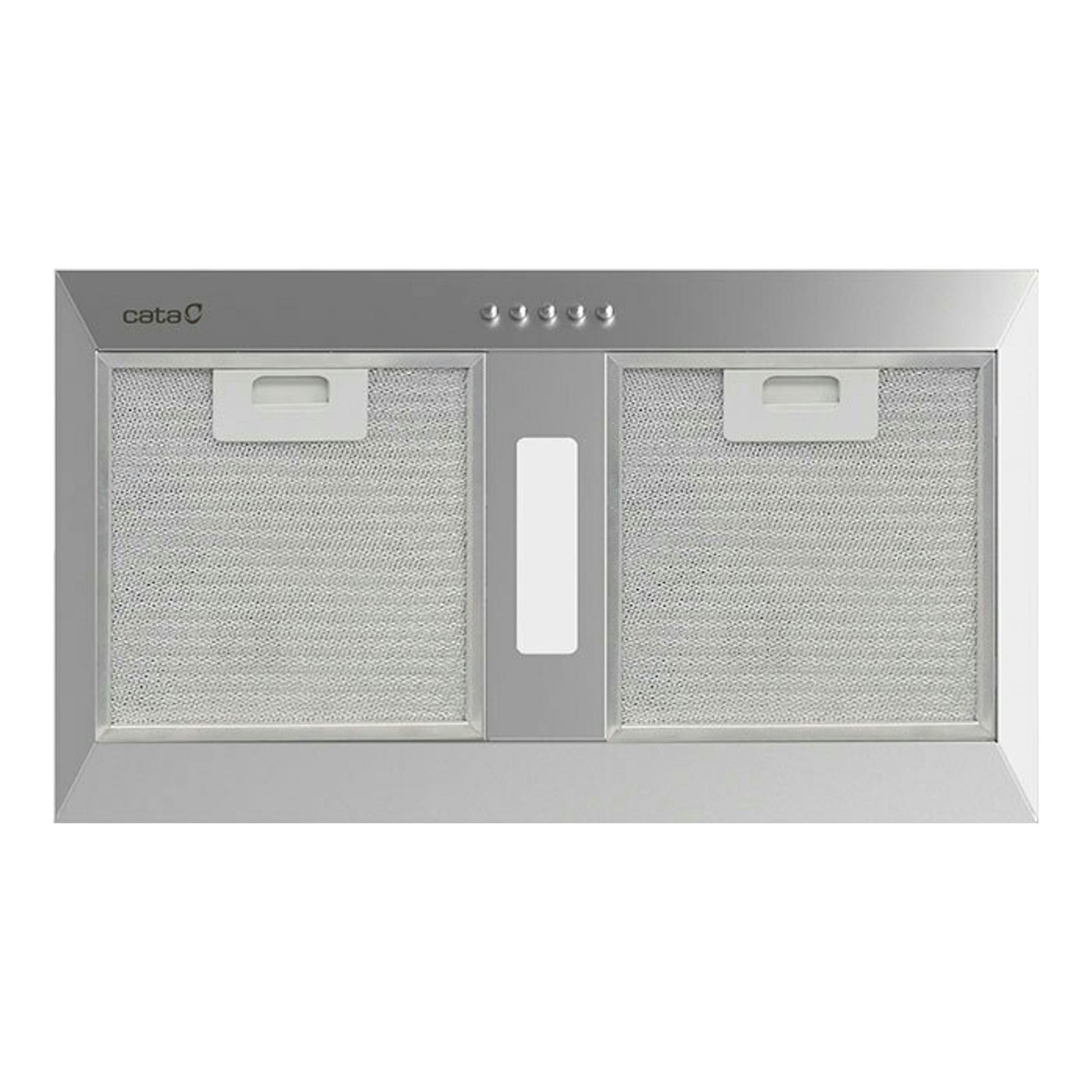 Grupo filtrante Cata GCB55X en acero inoxidable, vista frontal, con dos filtros metálicos.