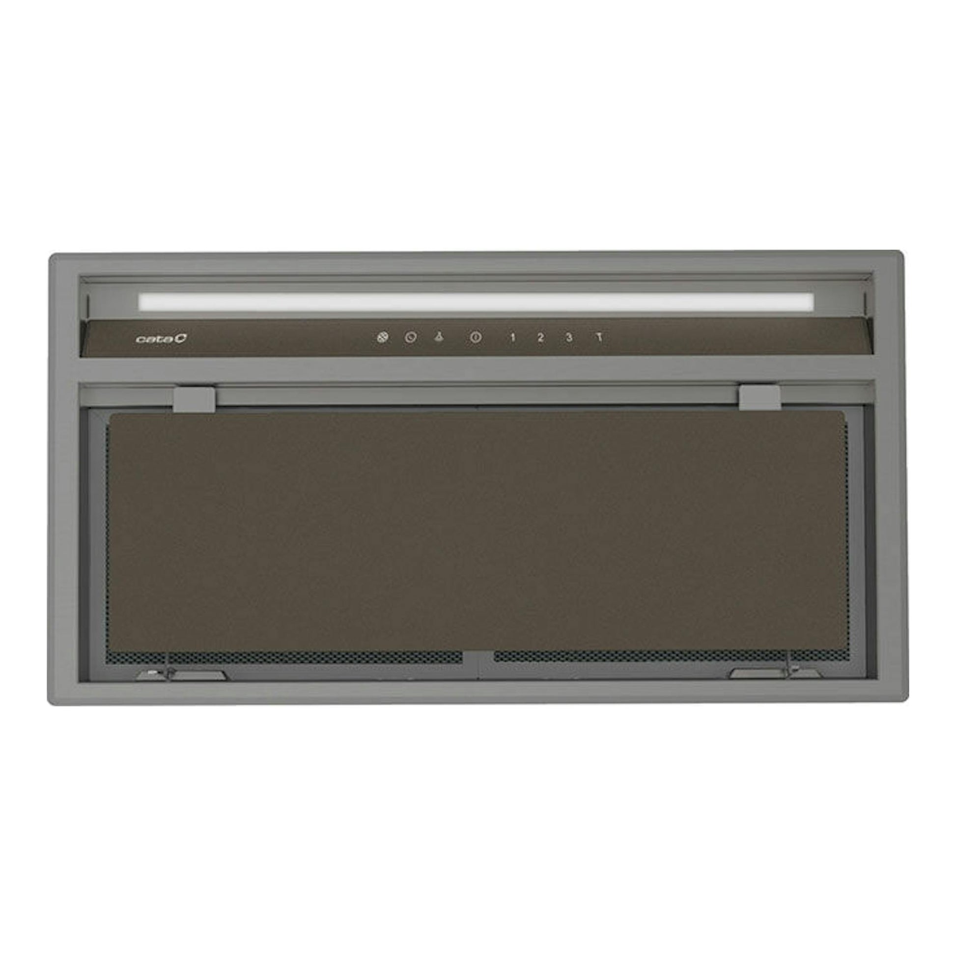 Grupo filtrante Cata GCX 83 gris, vista frontal de campana extractora integrada.