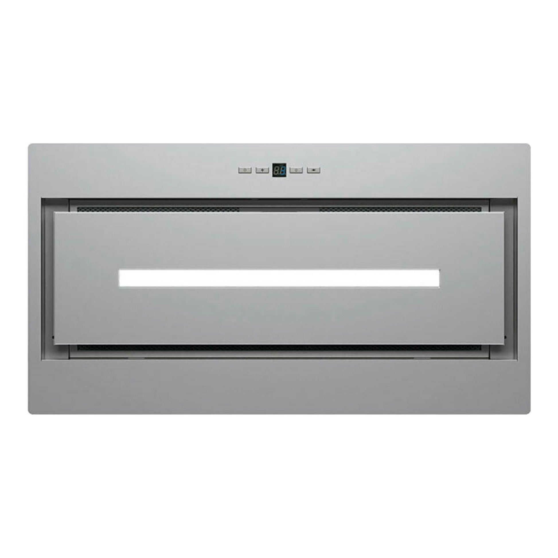 Grupo filtrante Cata GPL52X inox, vista frontal, panel rectangular plateado.