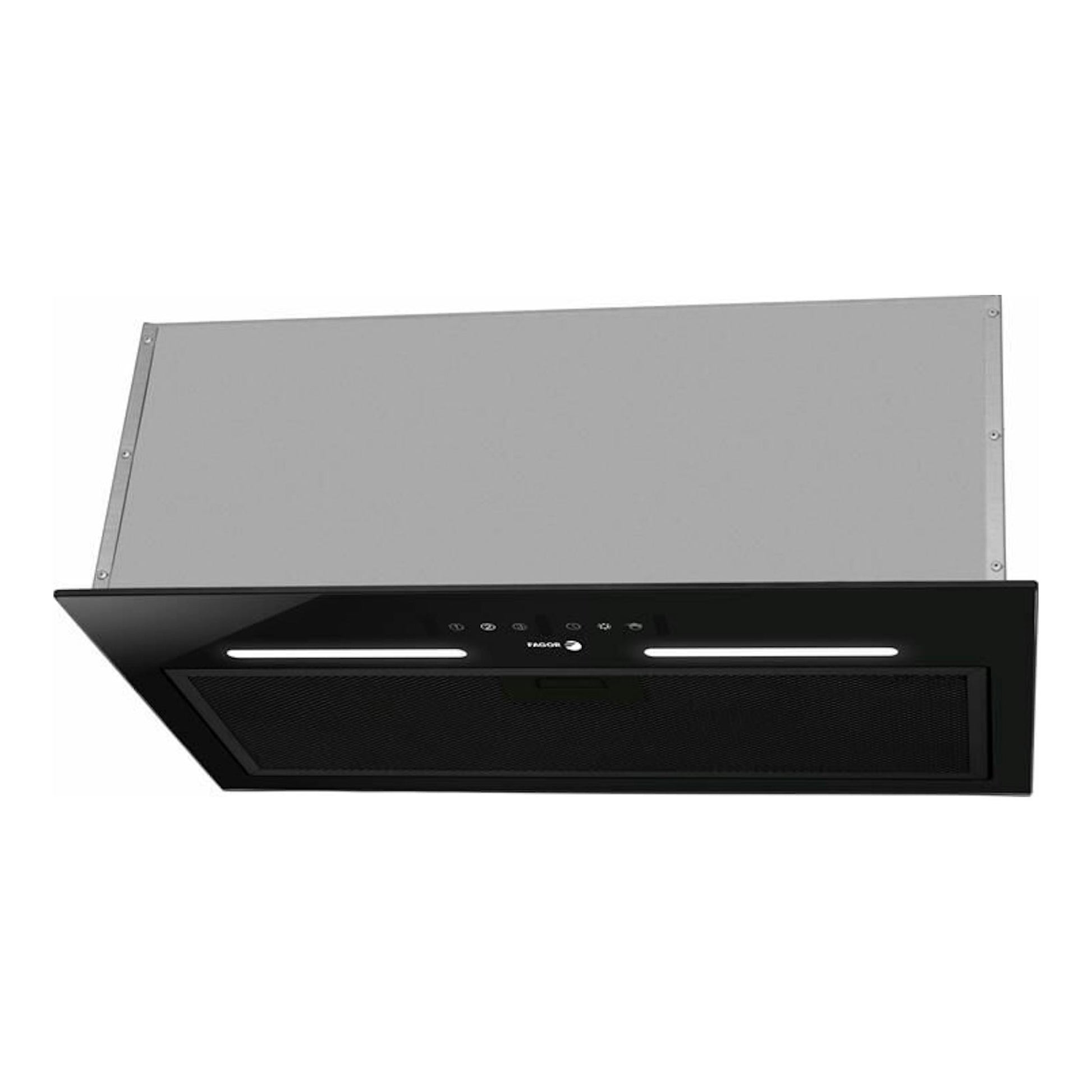 Grupo filtrante Fagor 3AF3-550N negro, vista frontal, con panel gris y frente negro.