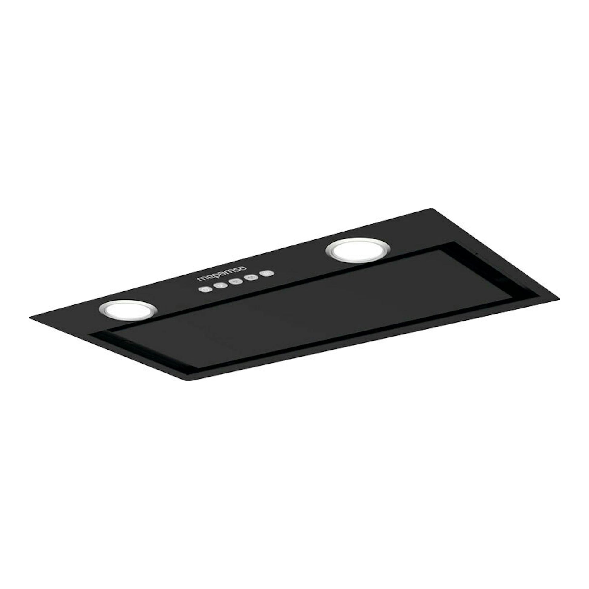 Grupo filtrante Mepansa Irun 70 negro, vista en ángulo con dos luces circulares y panel frontal.