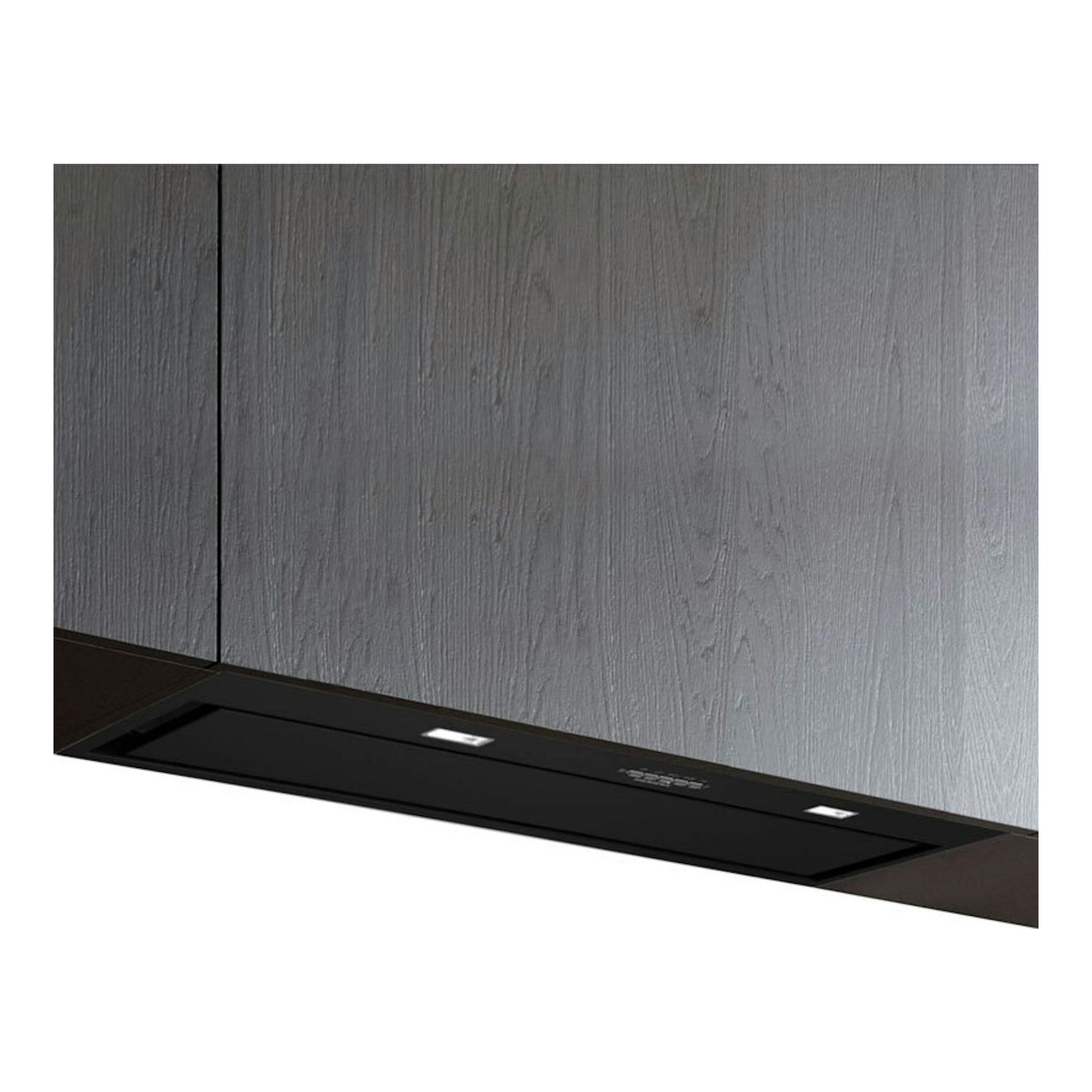 Grupo filtrante Siemens LB88NPC60 negro, vista frontal inclinada, integrado bajo mueble con dos luces.