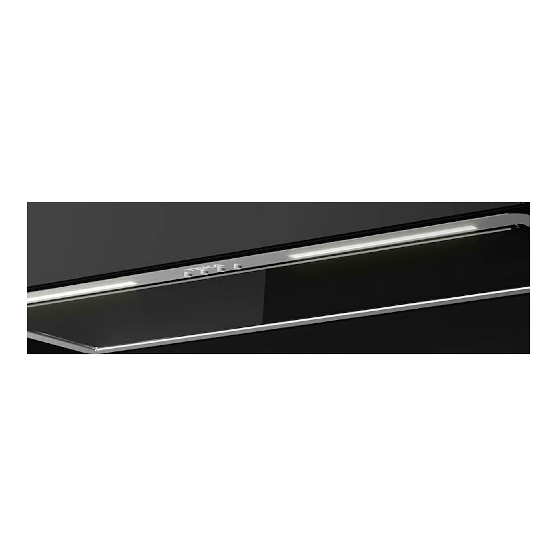Teka GFL77651, grupo filtrante de cristal negro, vista frontal inclinada con borde metálico.