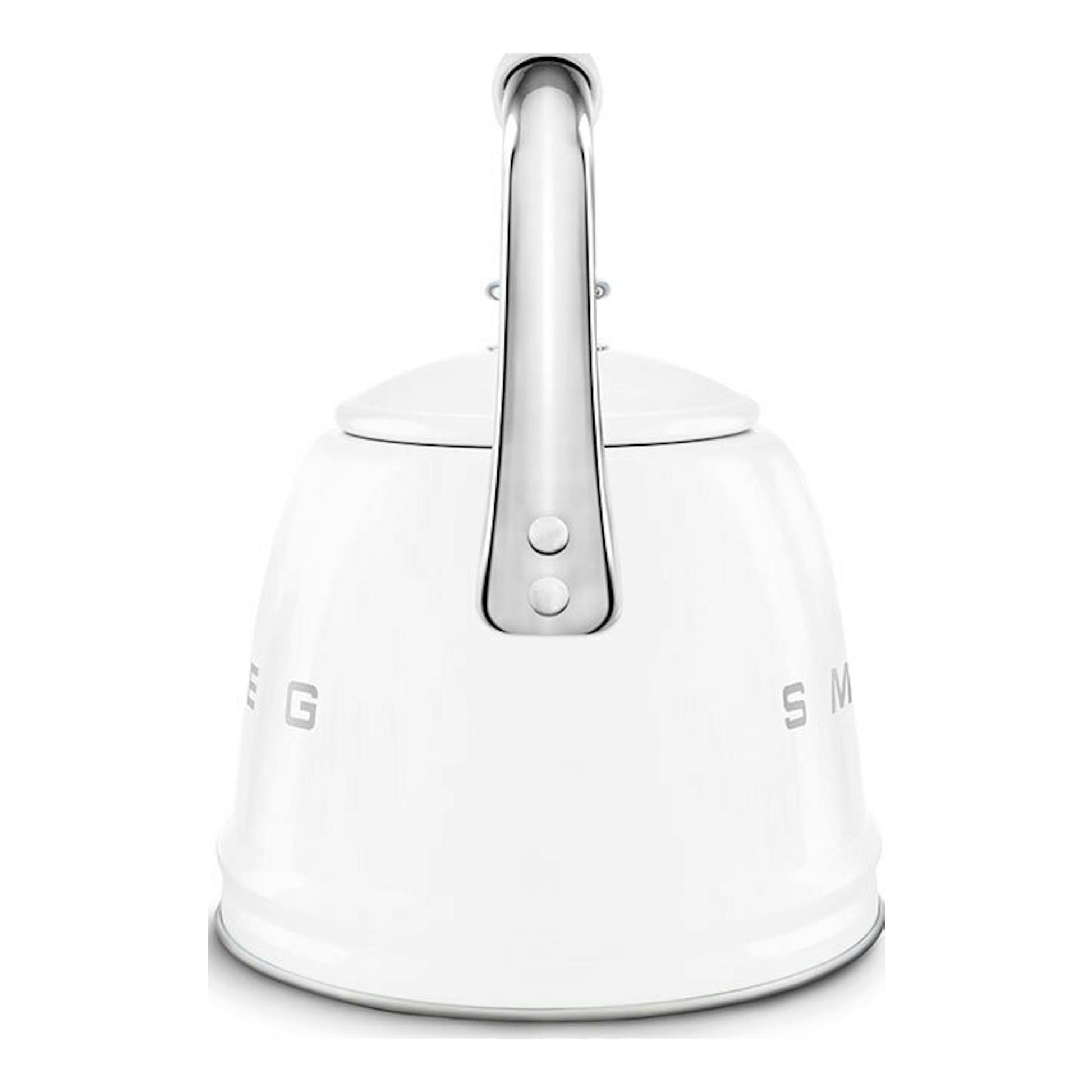 Hervidor silbante Smeg WKF01WH blanco, vista frontal.