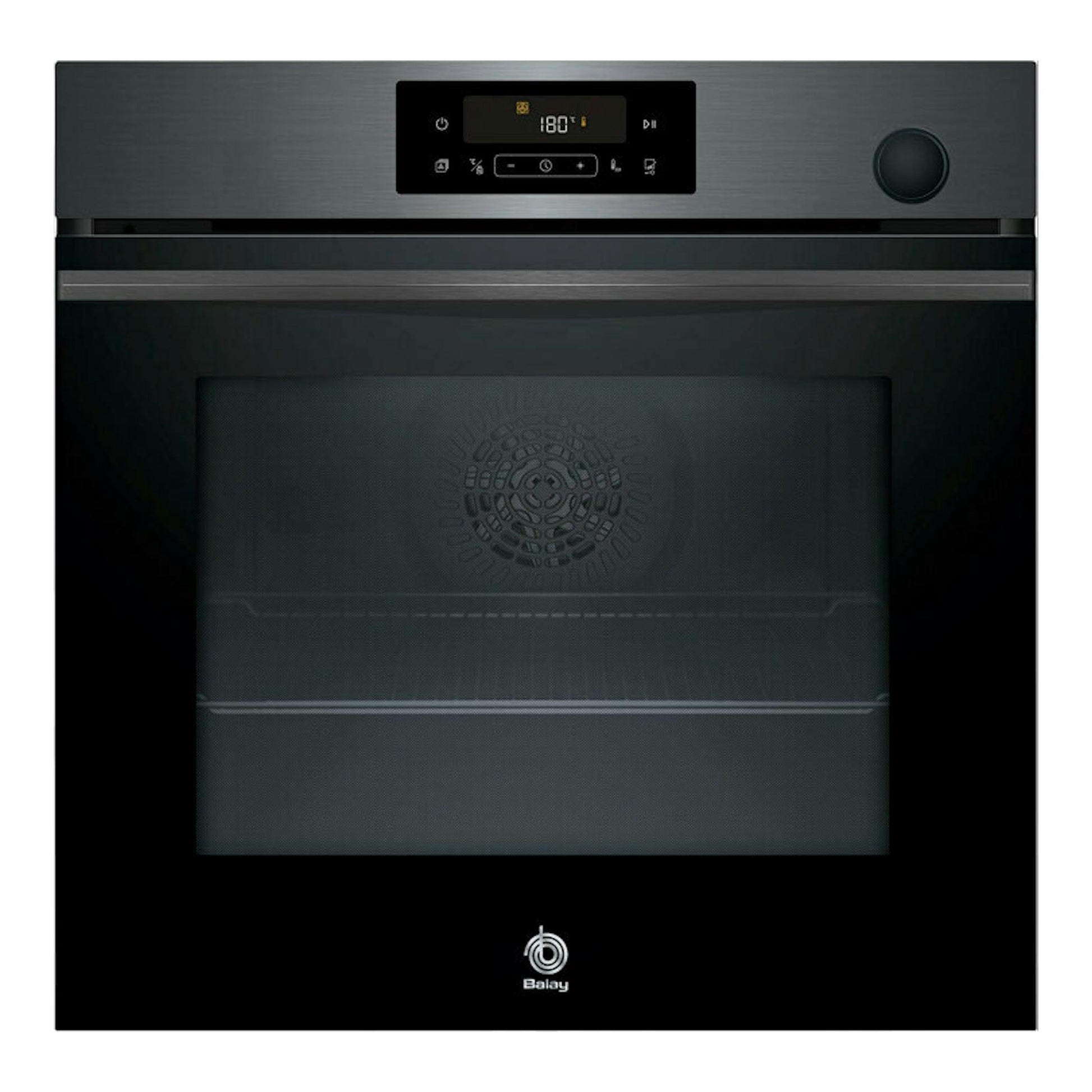 Horno Balay 3HA4821G3 grafito, vista frontal con panel digital y puerta de cristal.