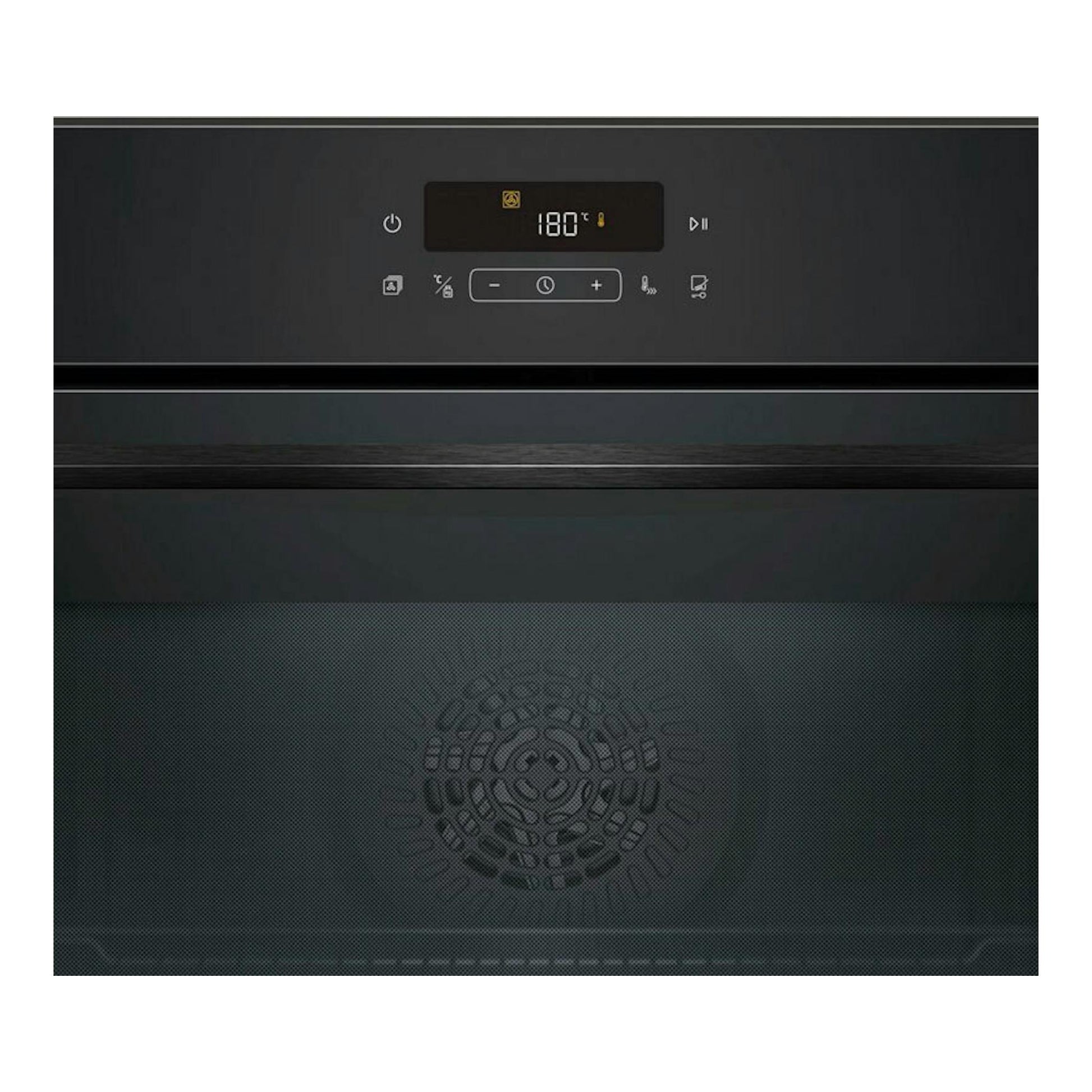 Horno Balay 3HA5129N3 de cristal negro, vista frontal, con display digital a 180 °C y panel táctil.